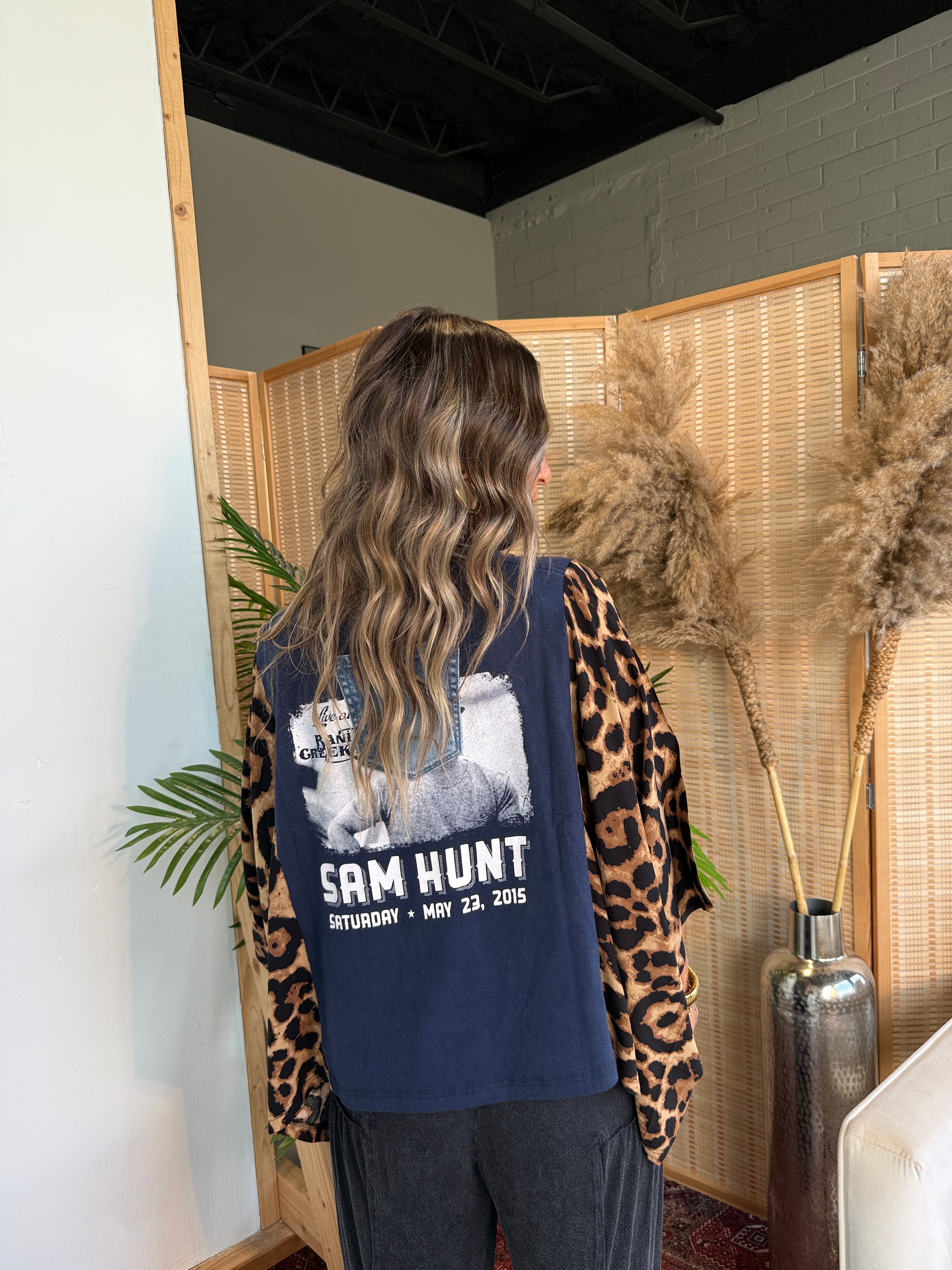 Sam Hunt Mix & Match Tee Navy Cheetah