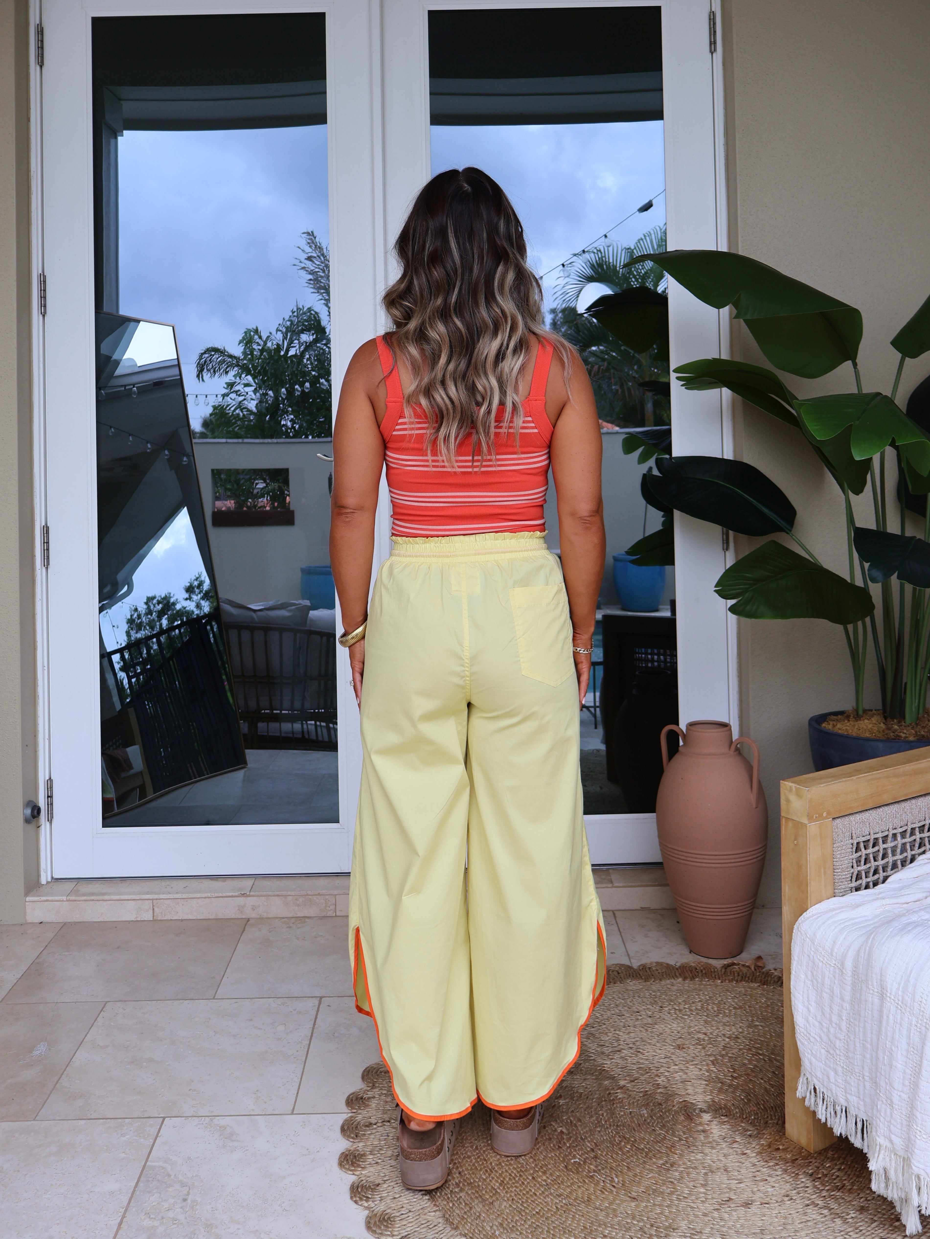 Uptown Stripe Parachute Pants Yellow/Coral