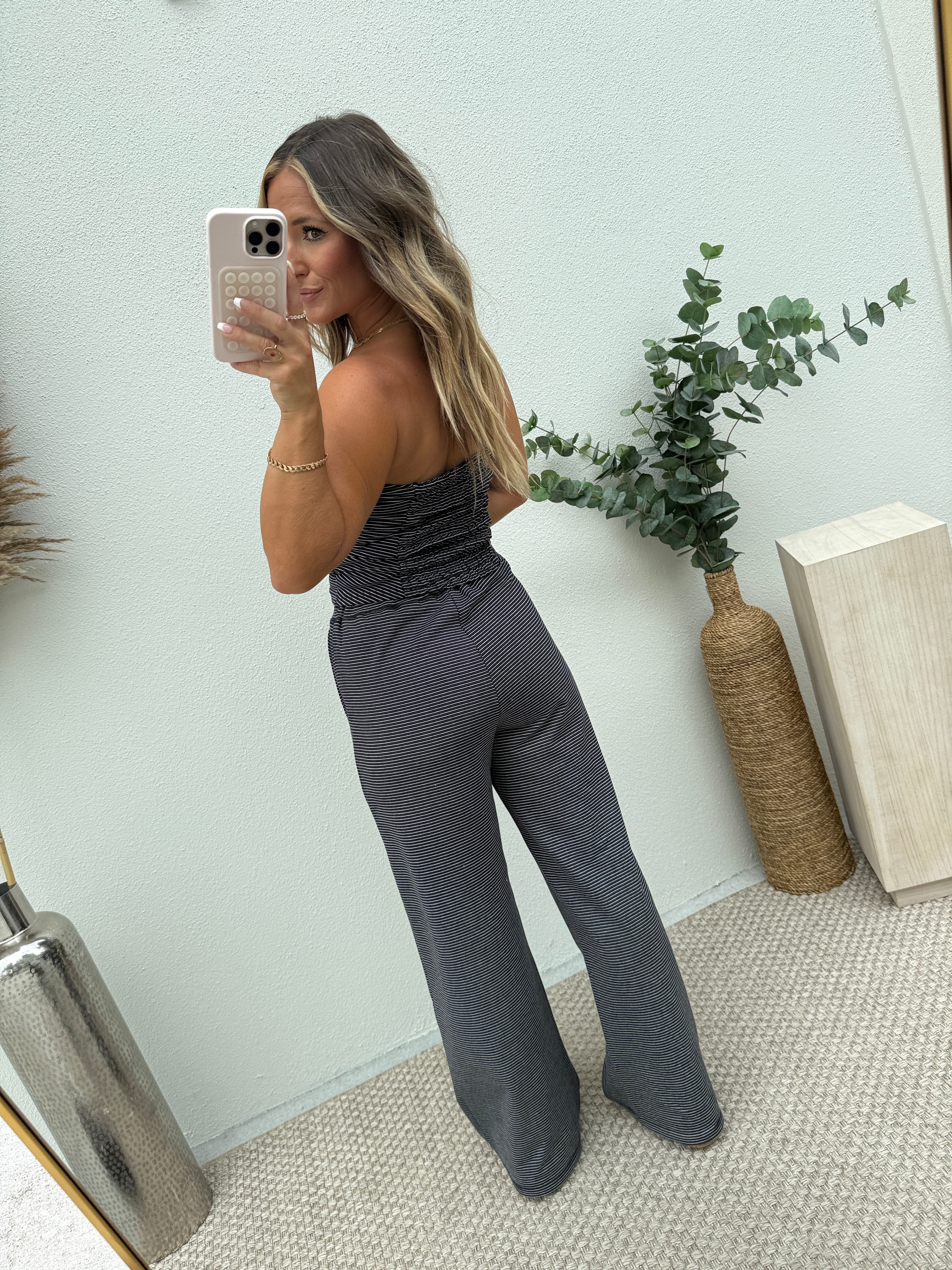 Lounge Luxe Pants Set Striped Navy/Black