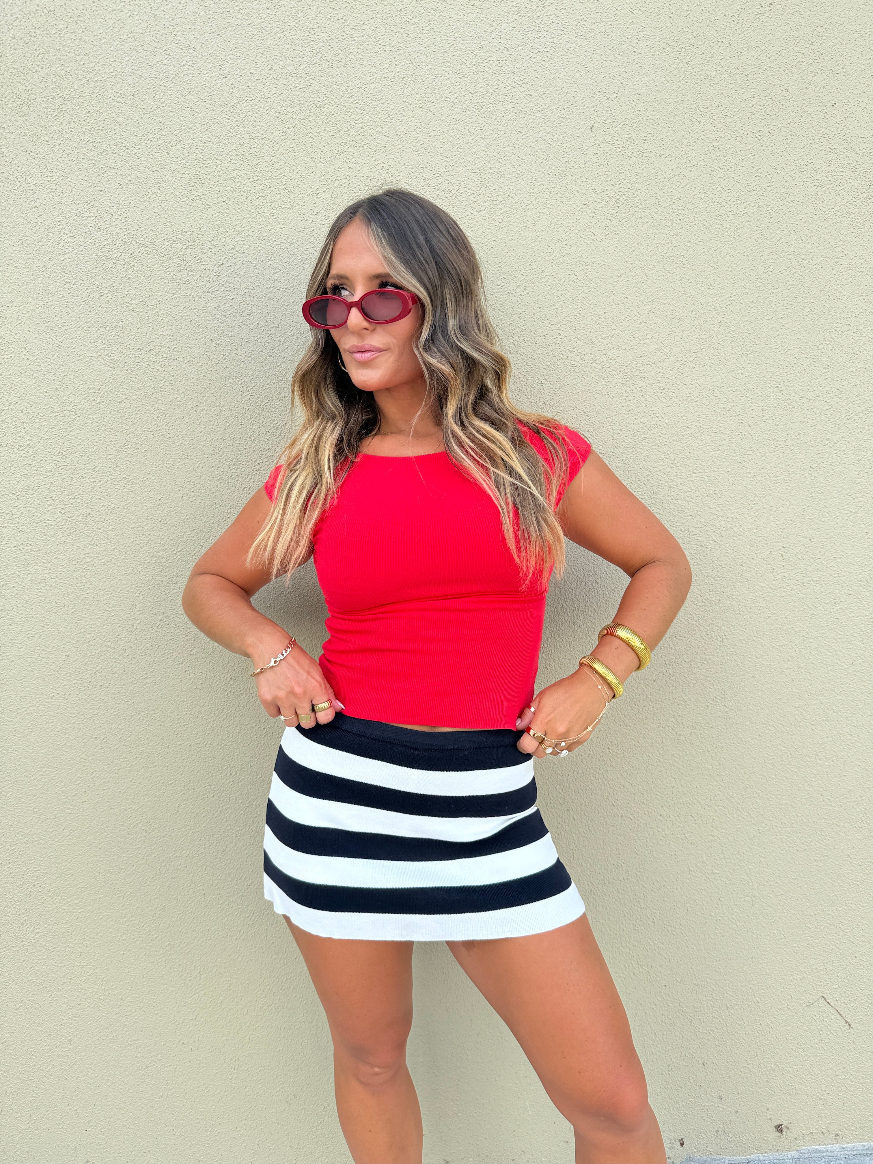 Liberty Striped Mini Skort Navy