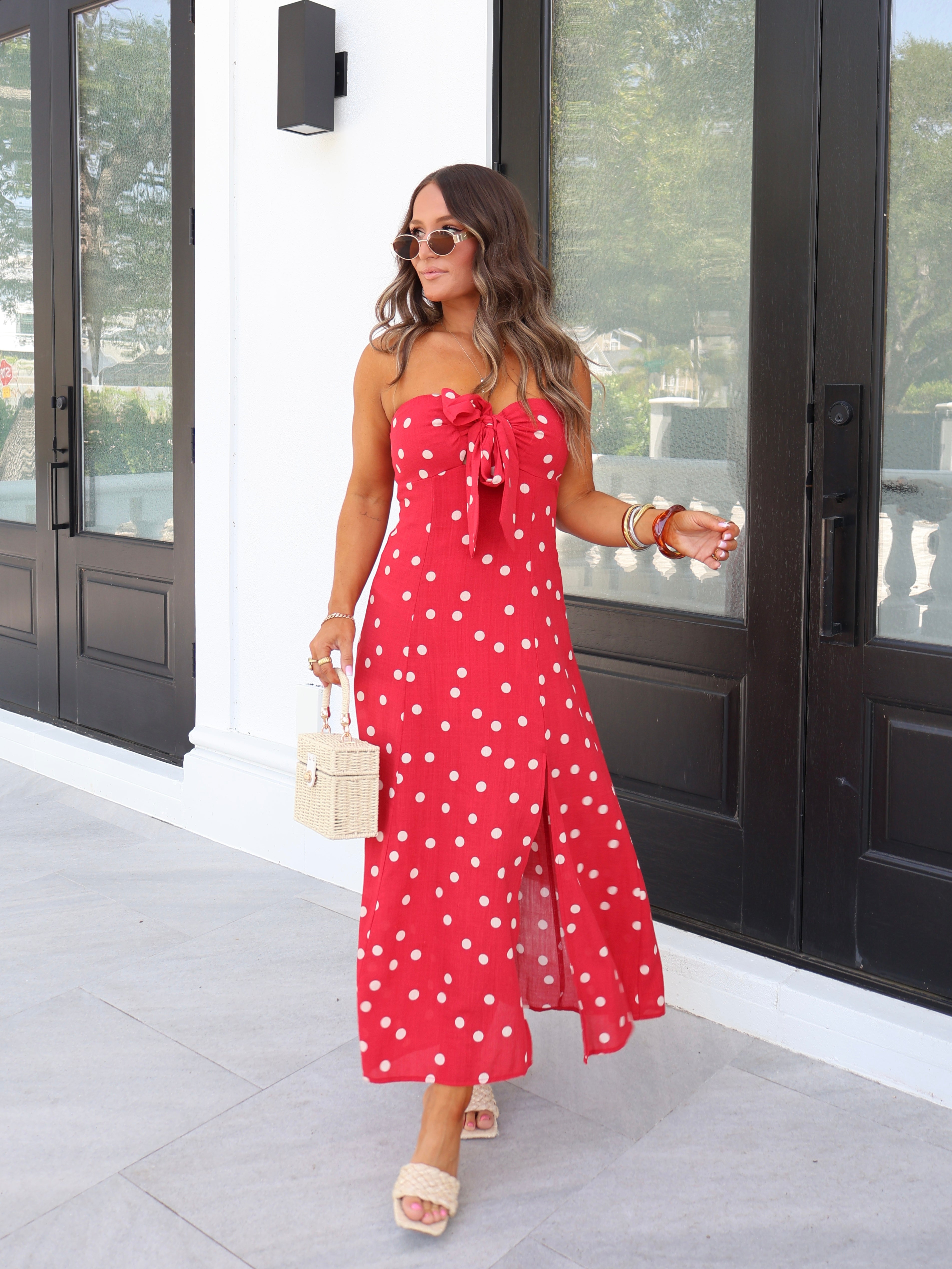 Cherry Sugar Midi Dress Red/Cream