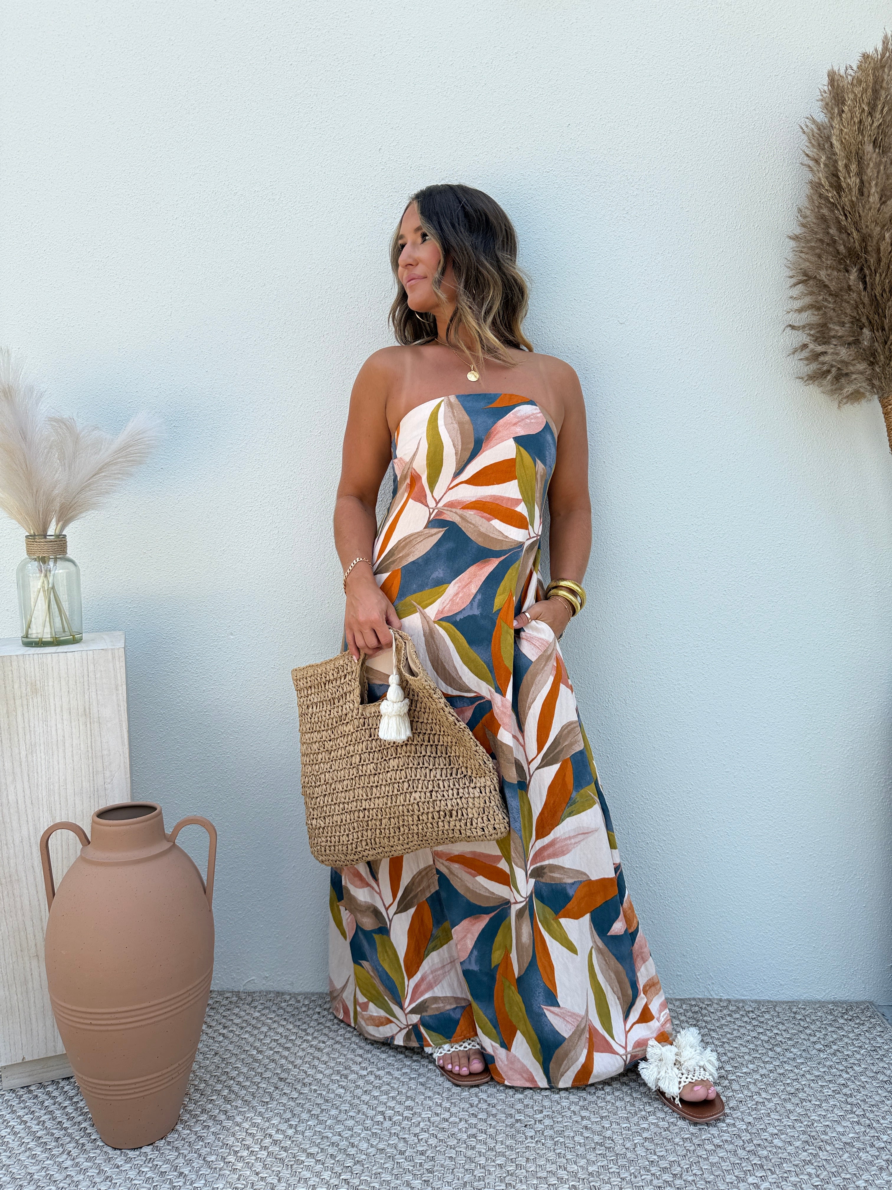 Persimmon Strapless Mumu Maxi Dress Multi