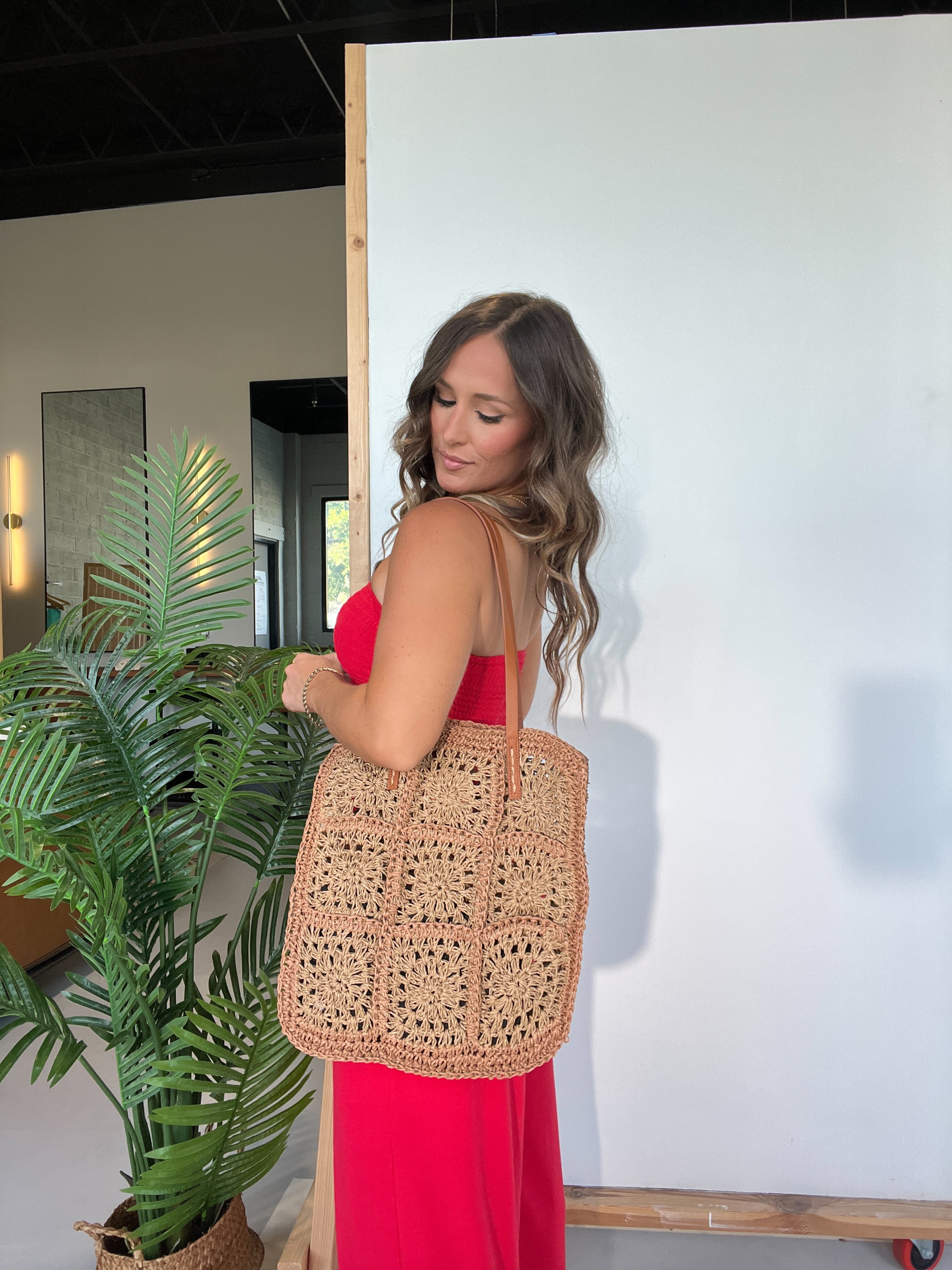 Island Girl Crochet Tote Tan Multi