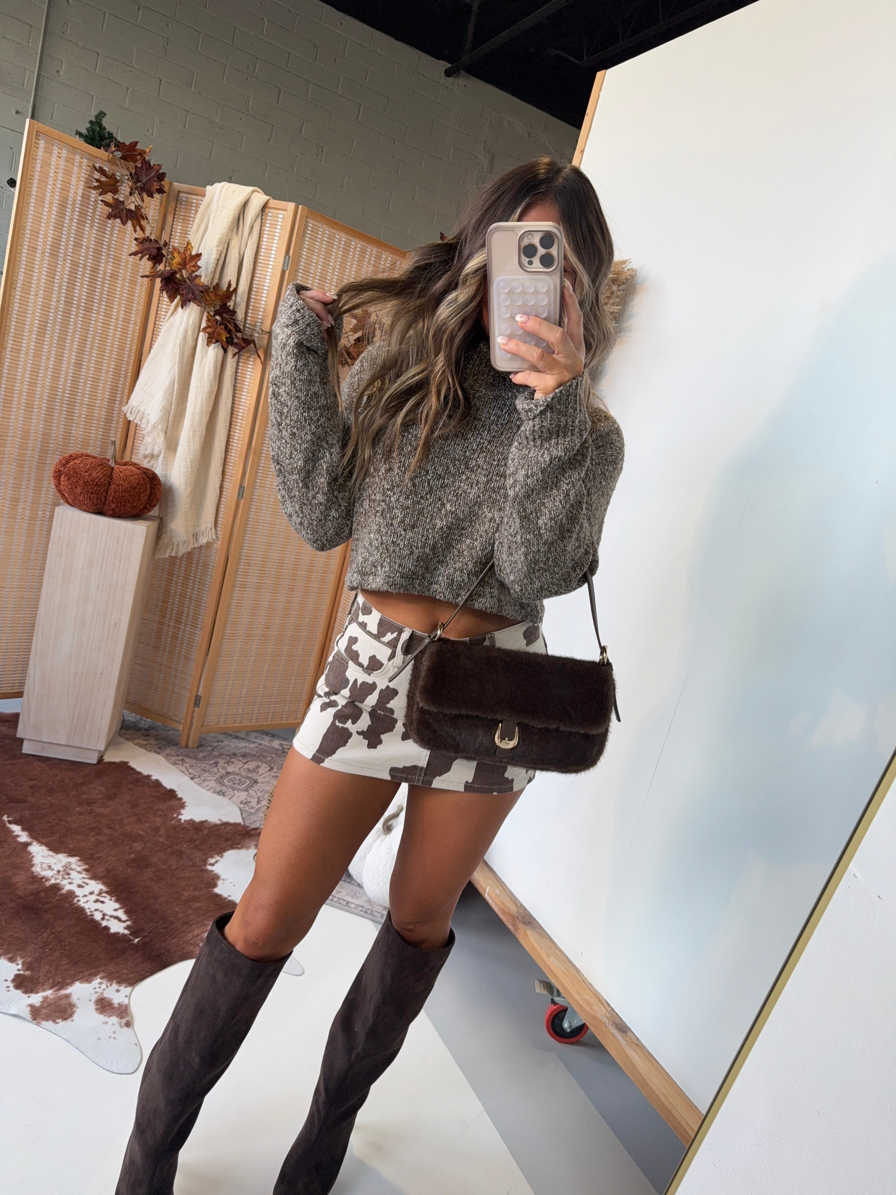 Cow Bells Mini Skort Brown/Cream