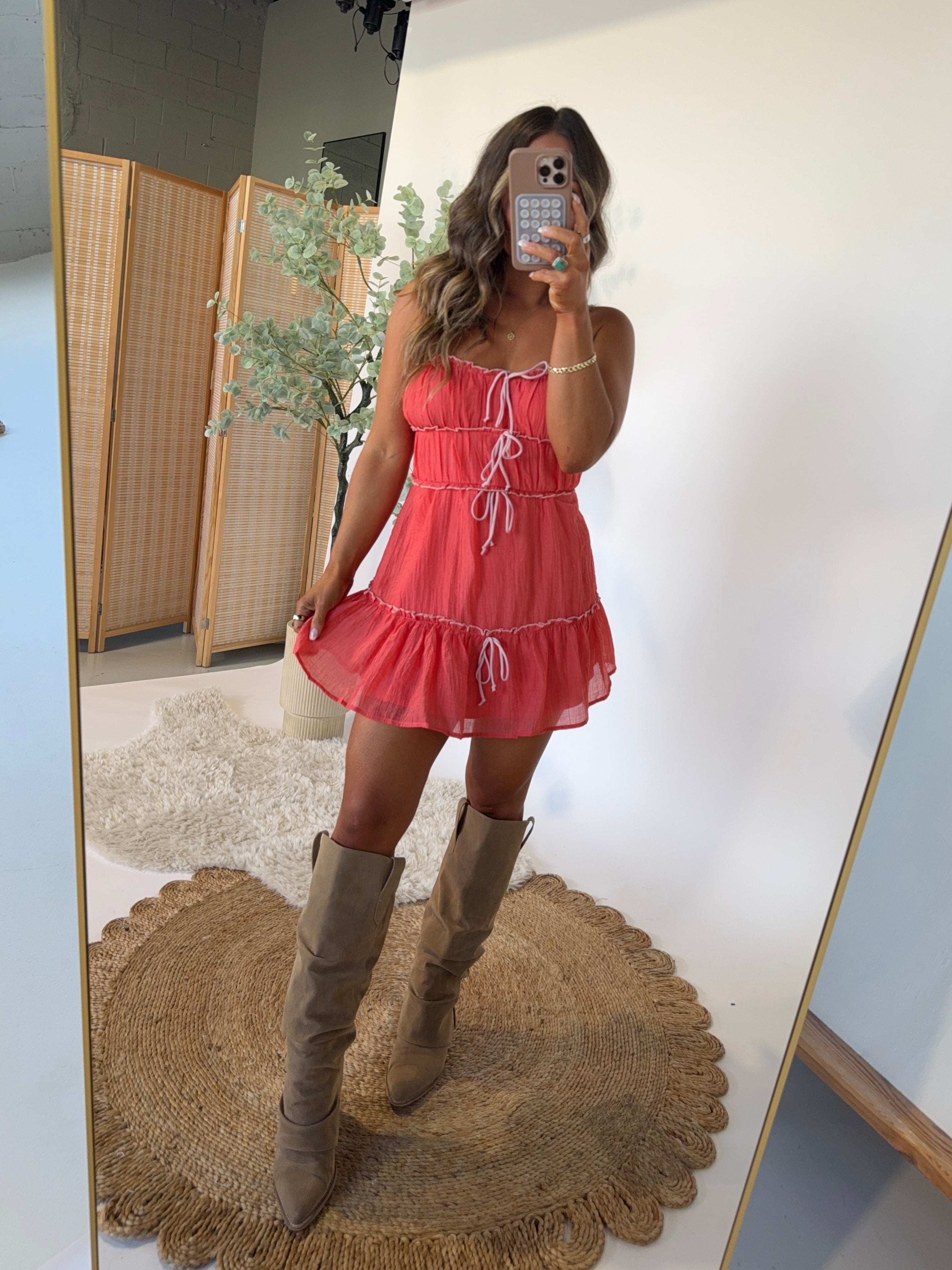 Orange County Ruffle Mini Dress Red
