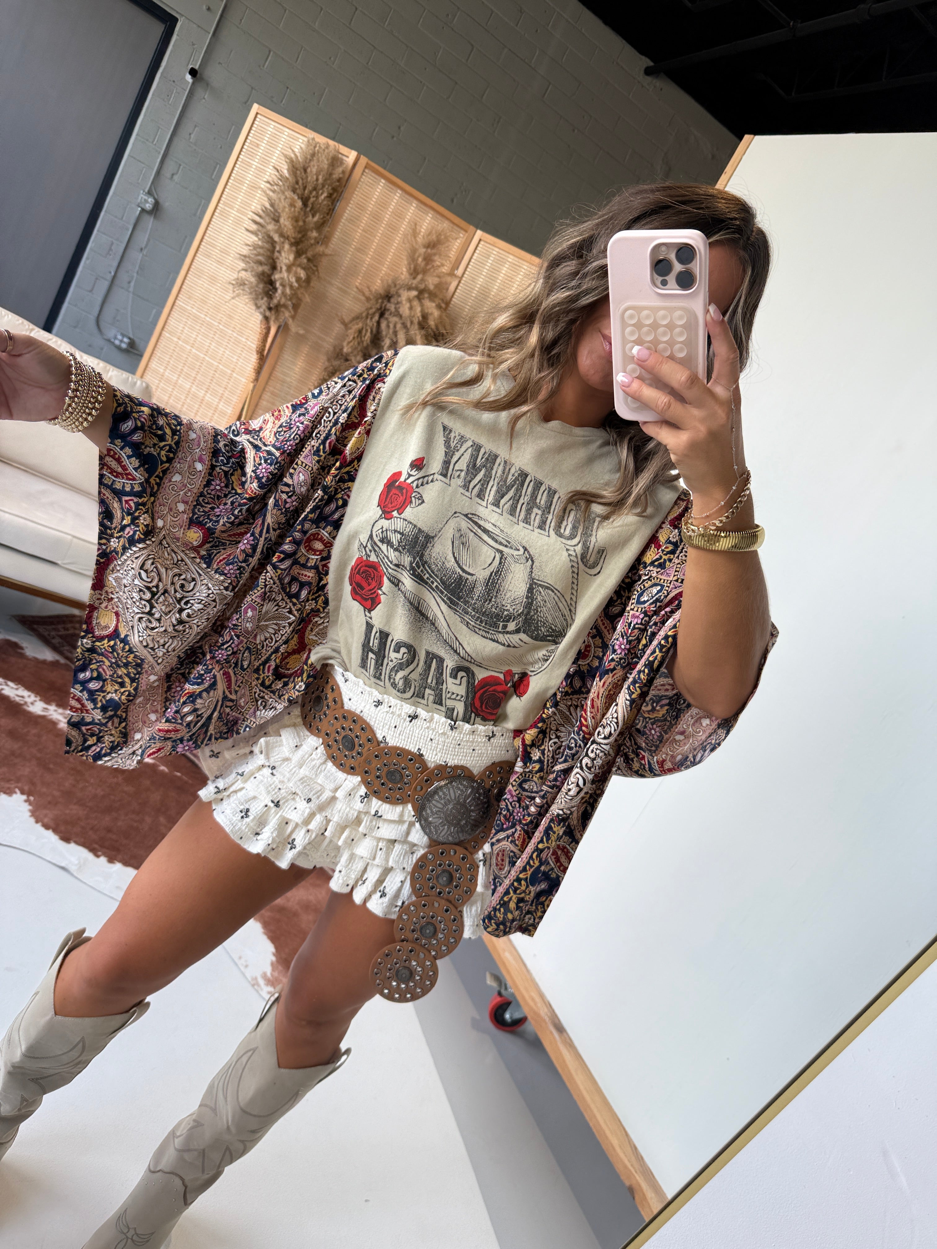 Johnny Cash Mix & Match Tee Taupe Floral