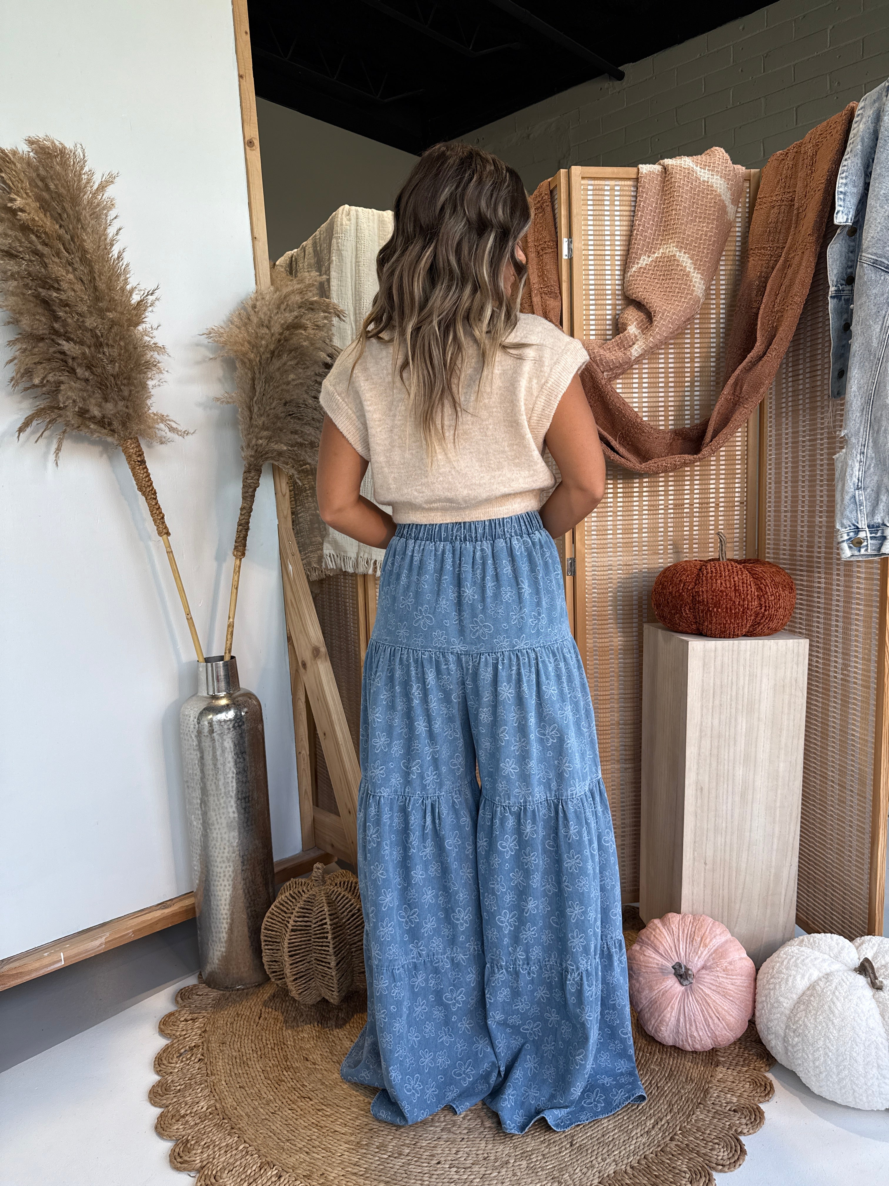 Sweater Weather Tiered Pants Denim