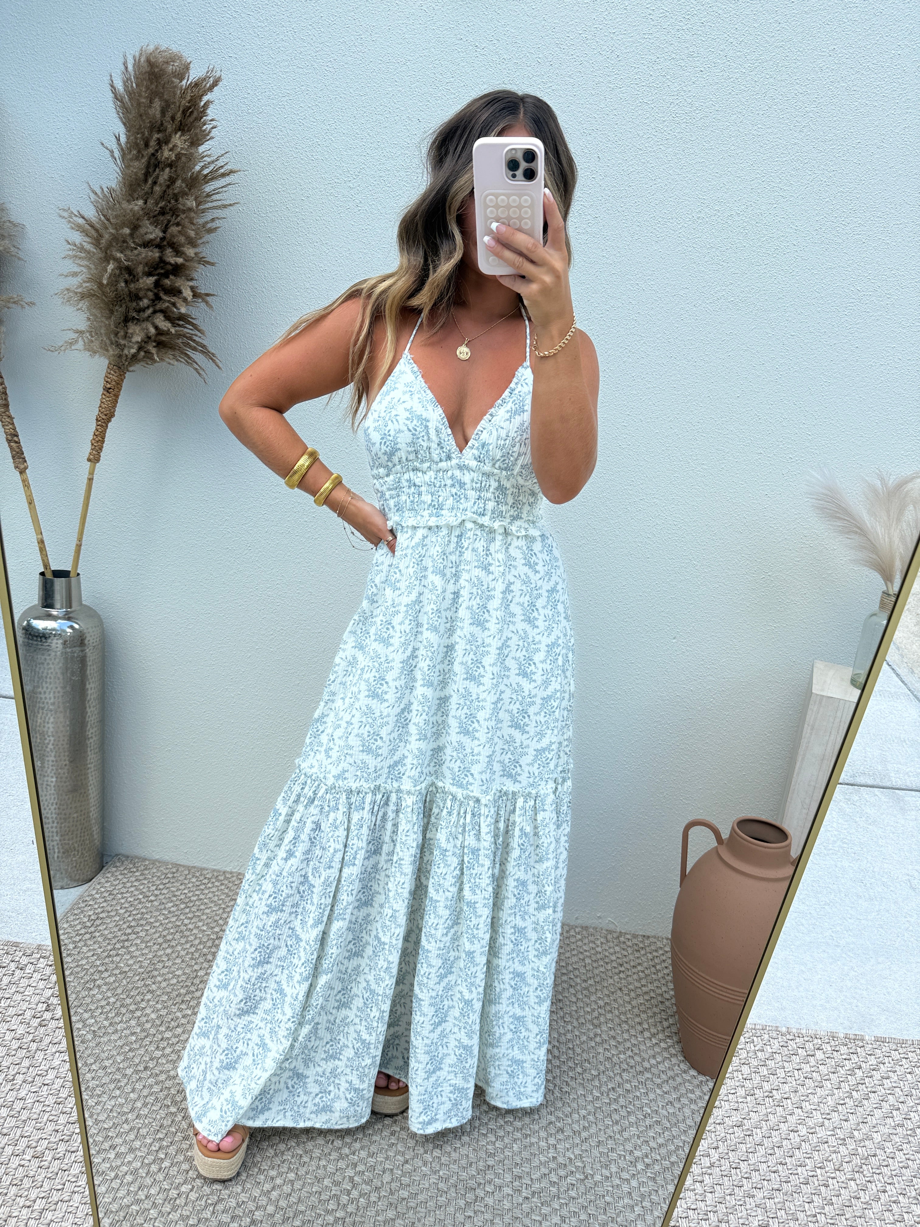 Eucalyptus Haze Maxi Dress Blue Multi