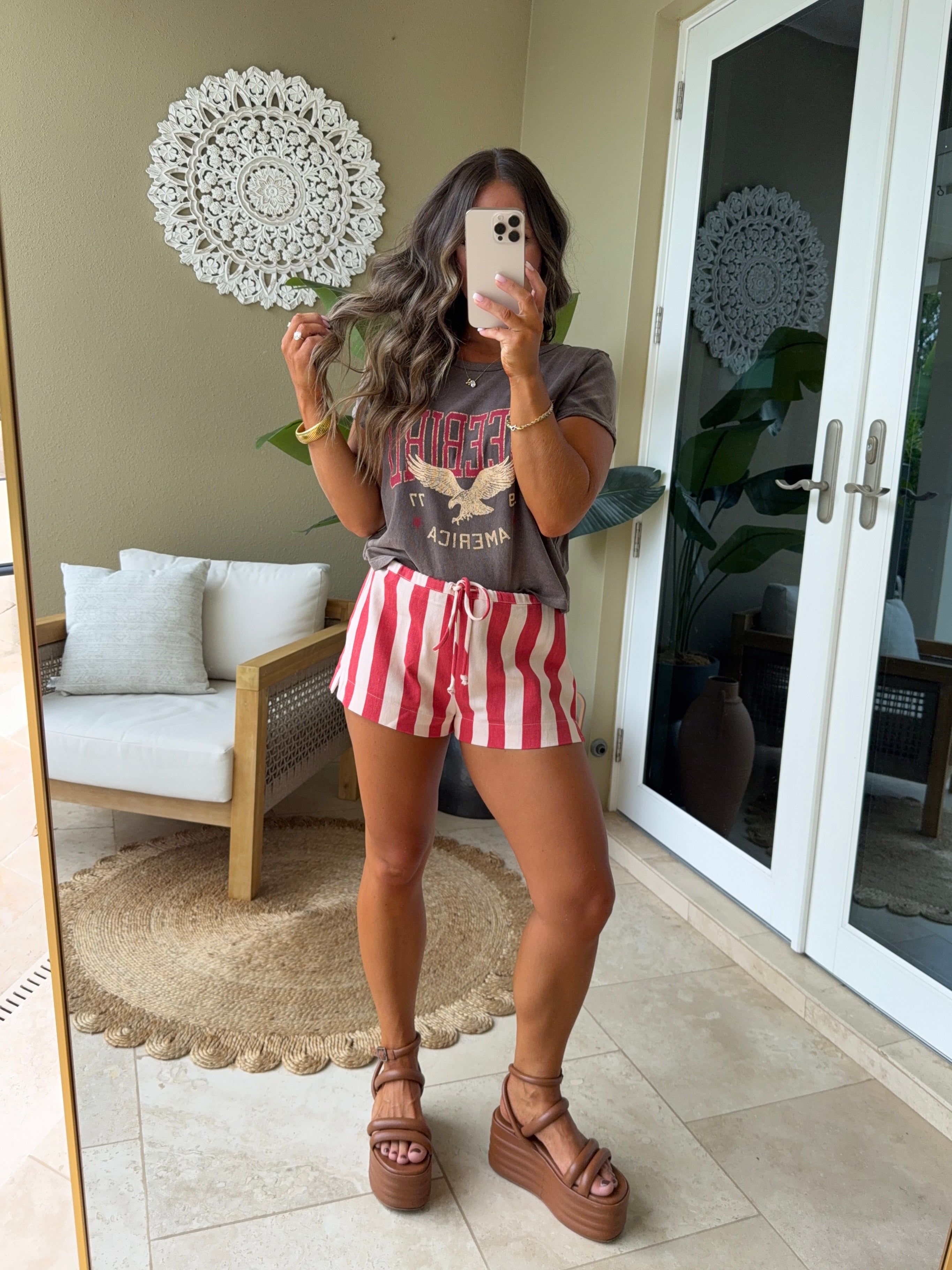 Stars & Stripes Mini Shorts Red/Cream