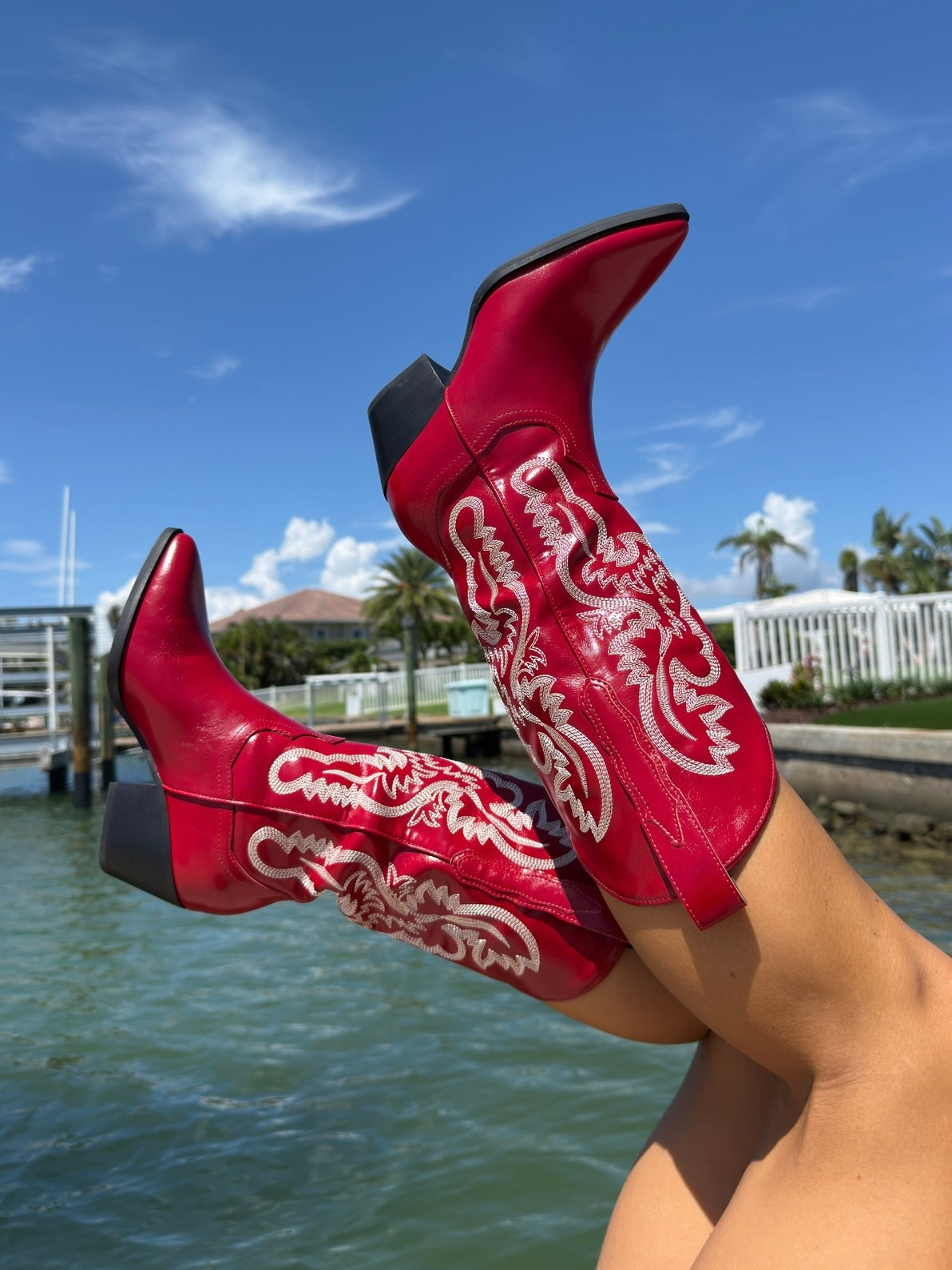 American Cherry Western Cowboy Boots Red