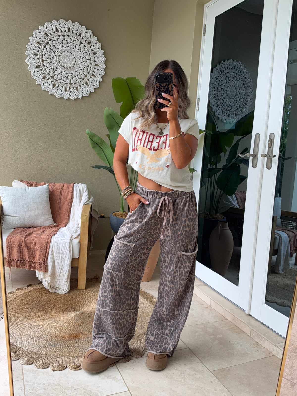 Leopard Trail Lounge Pants Mocha Multi