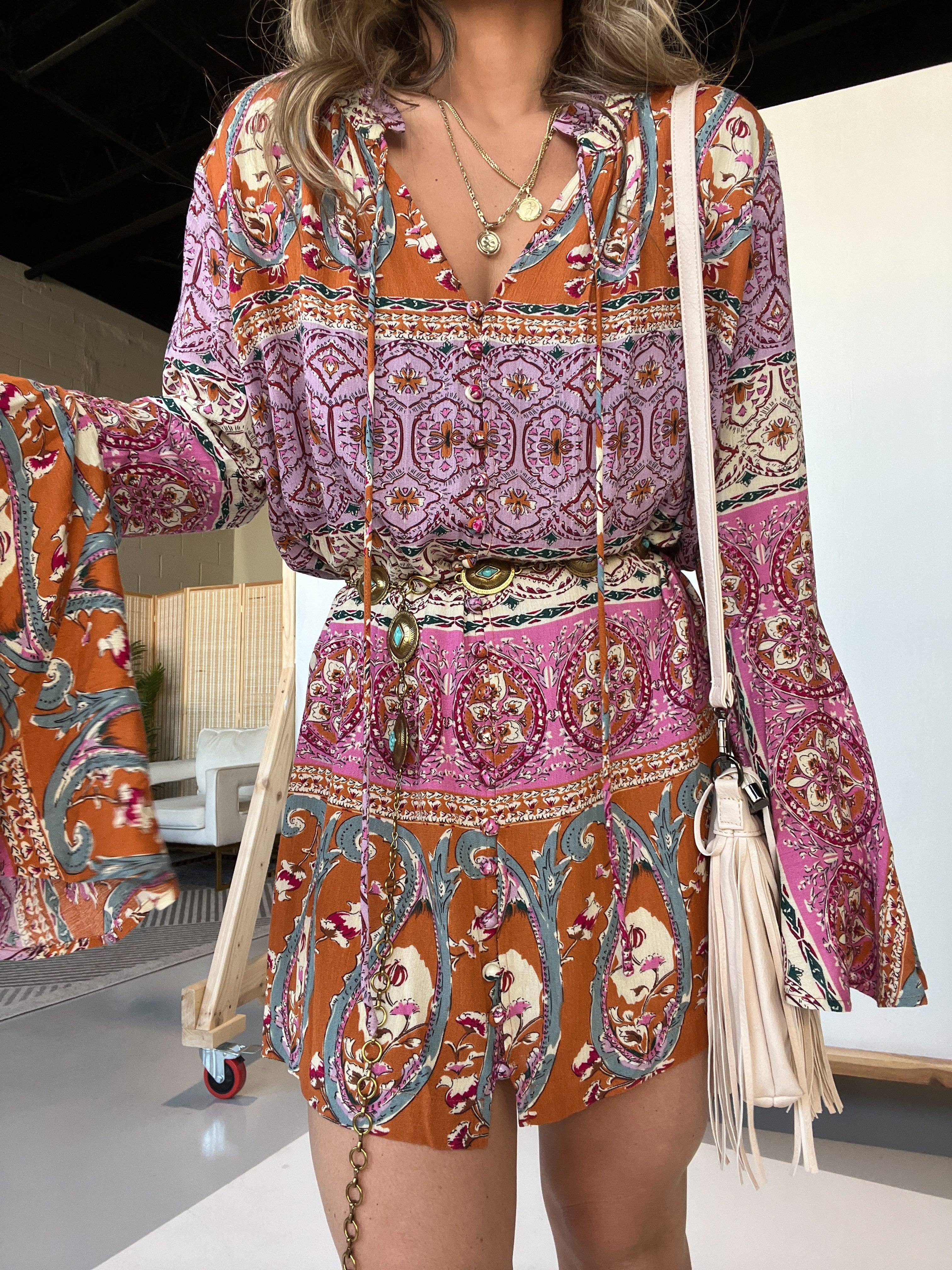 Turquoise Oval Western Chain Belt Gold