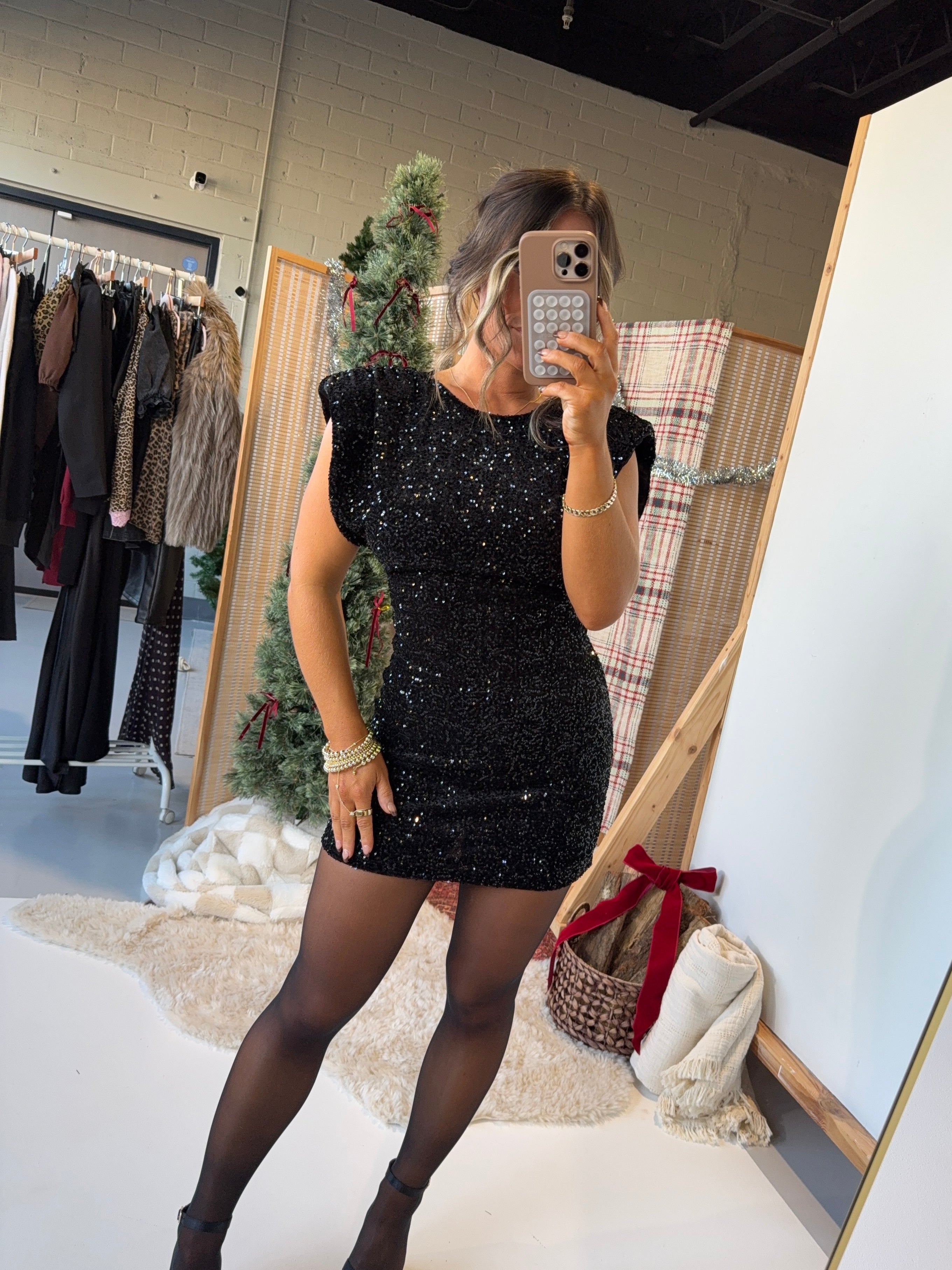 New Year with You Sequin Mini Dress Black