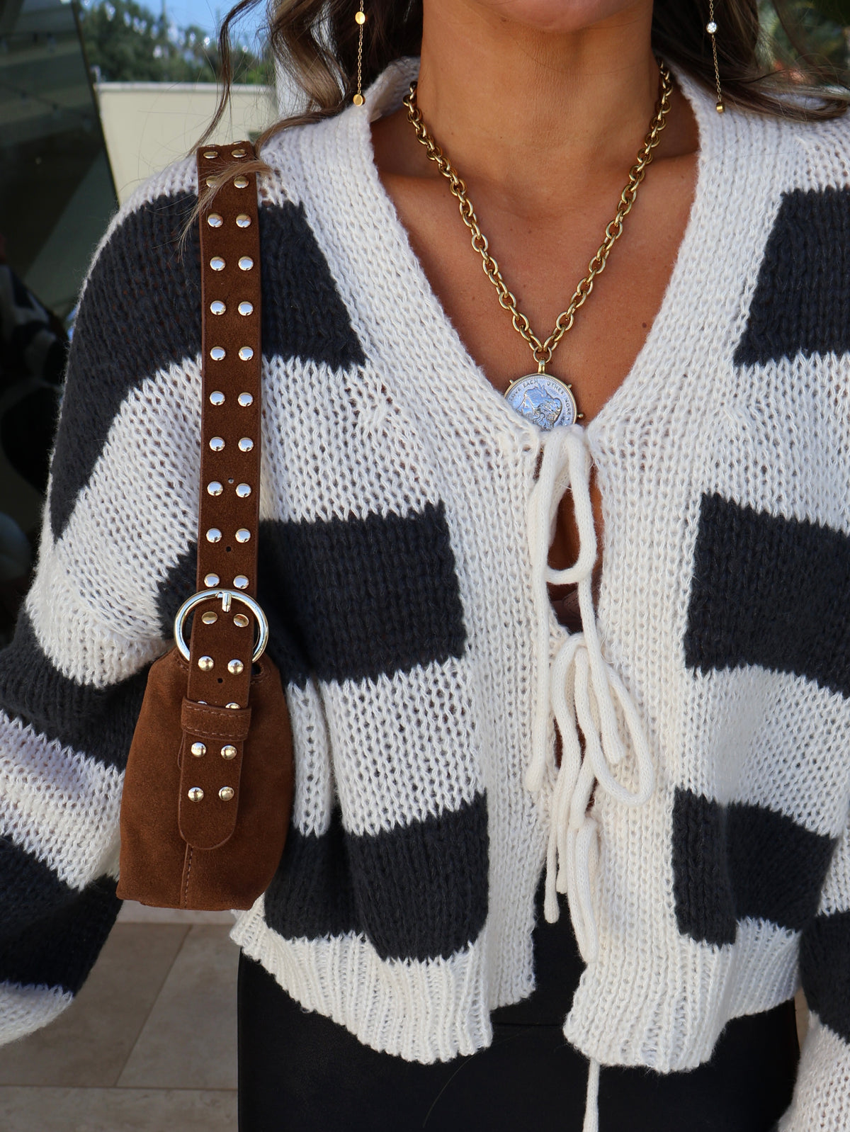 Scarlett Suede Studded Bag Camel