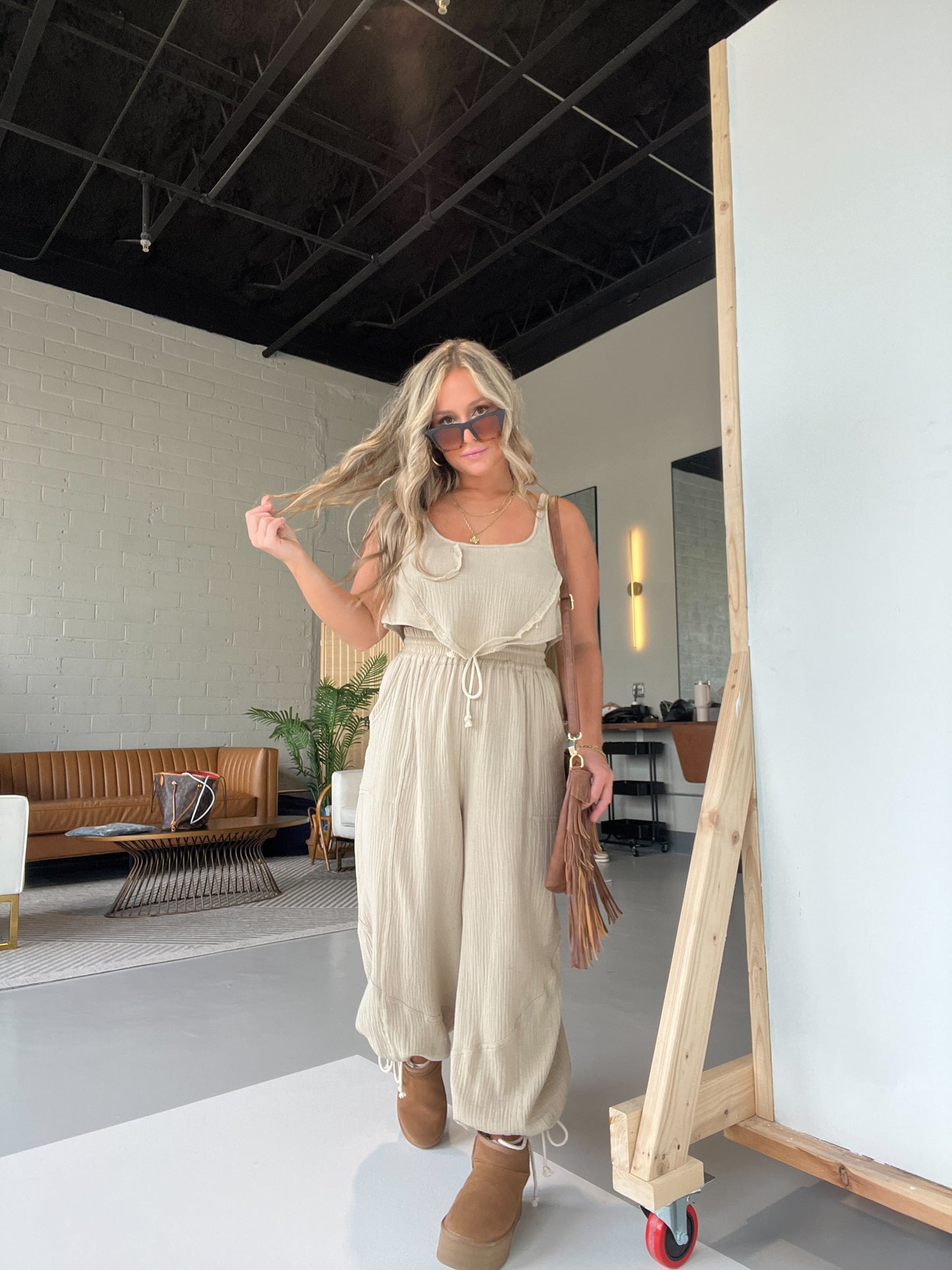 Taupe Never Ever Boho Gauze Set
