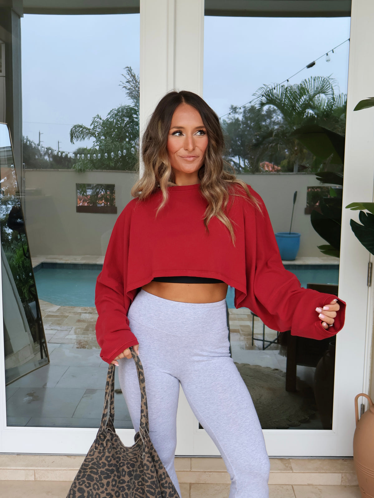 Riley Cropped Long Sleeve Scarlet