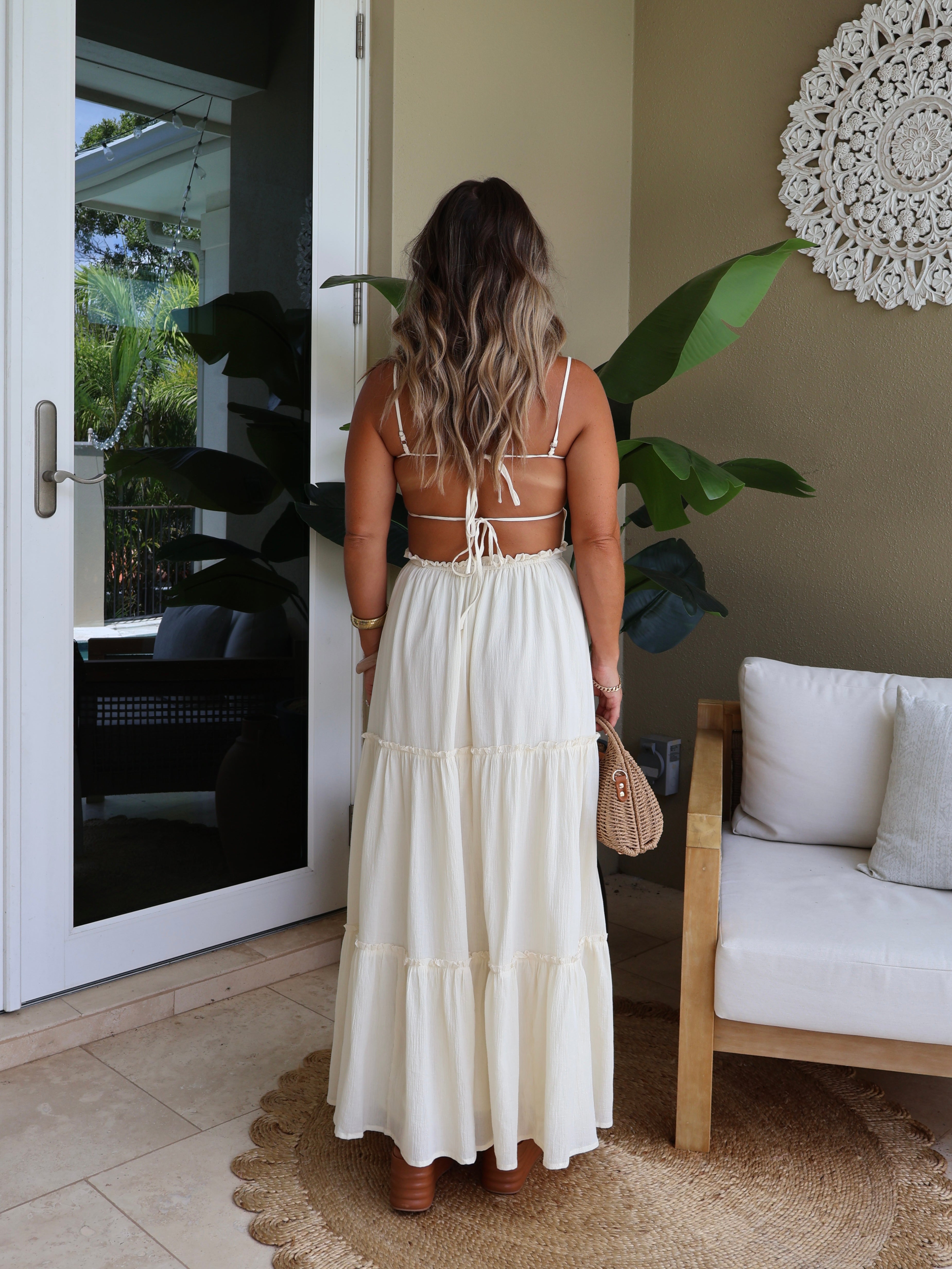 Amara Tiered Maxi Dress Cream