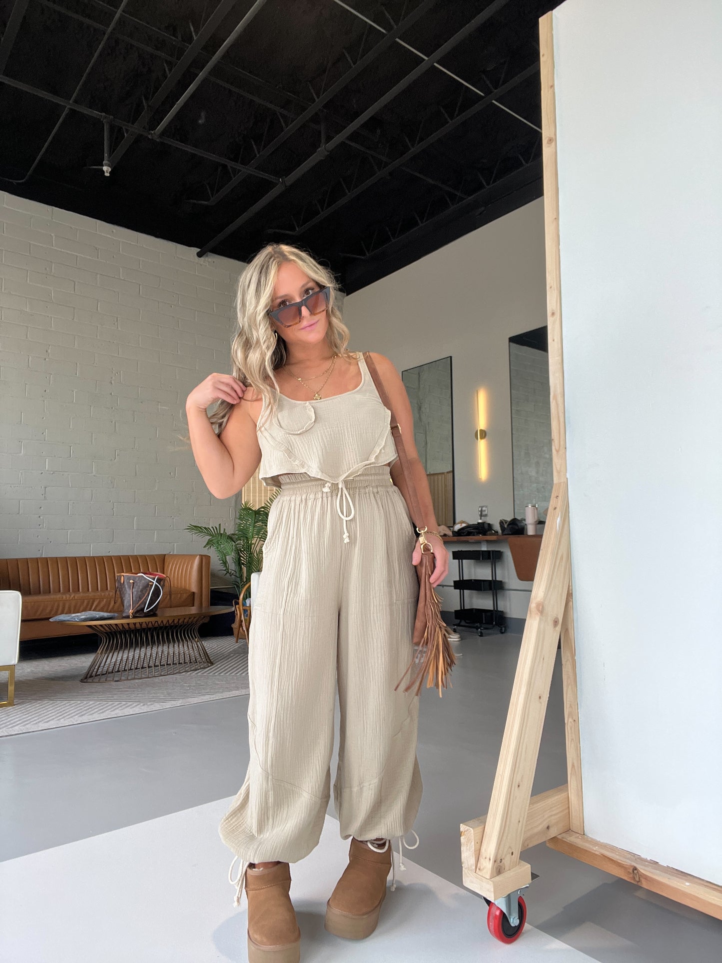 Taupe Never Ever Boho Gauze Set