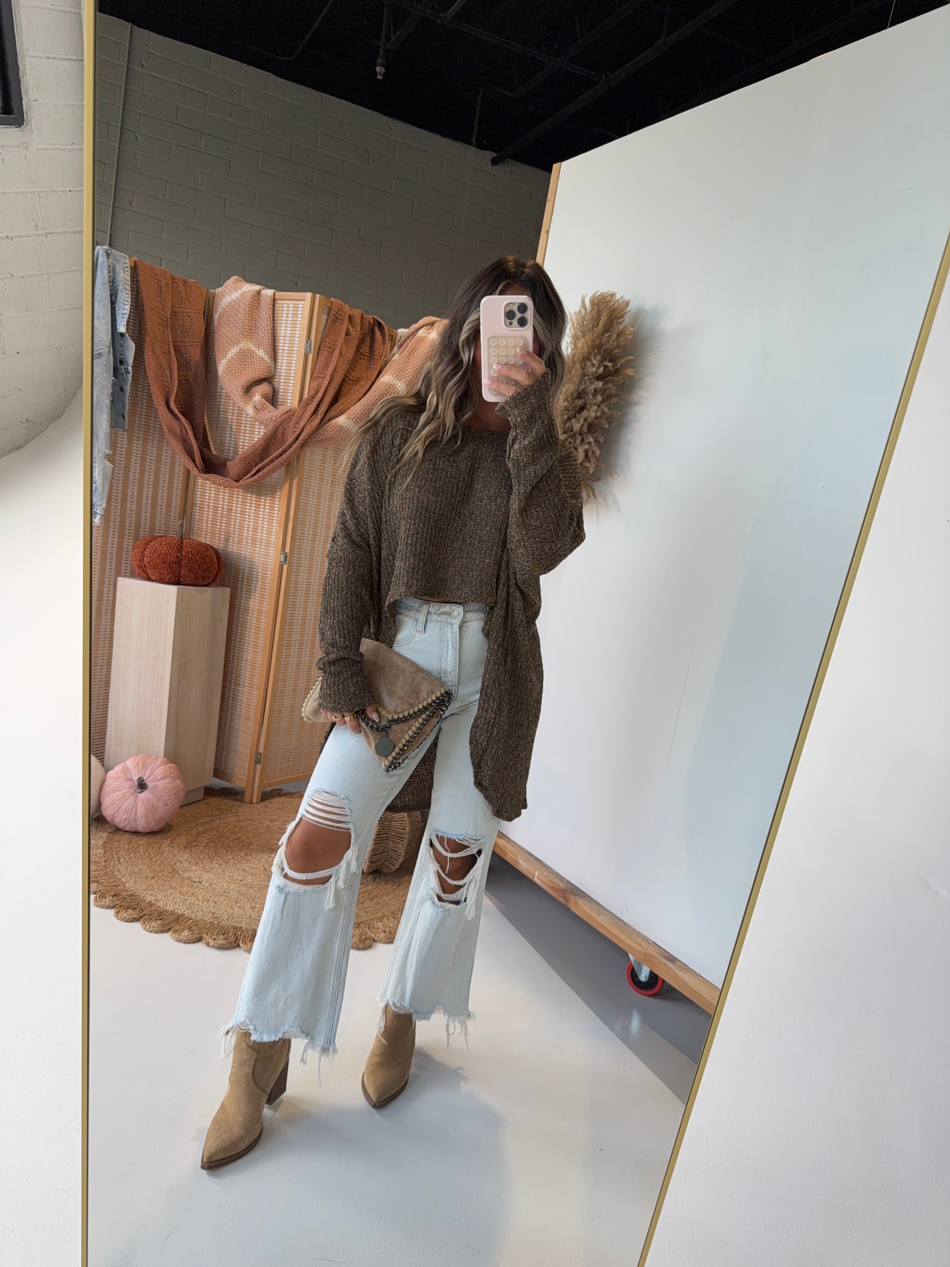 Maple Street Hi Lo Sweater Mocha