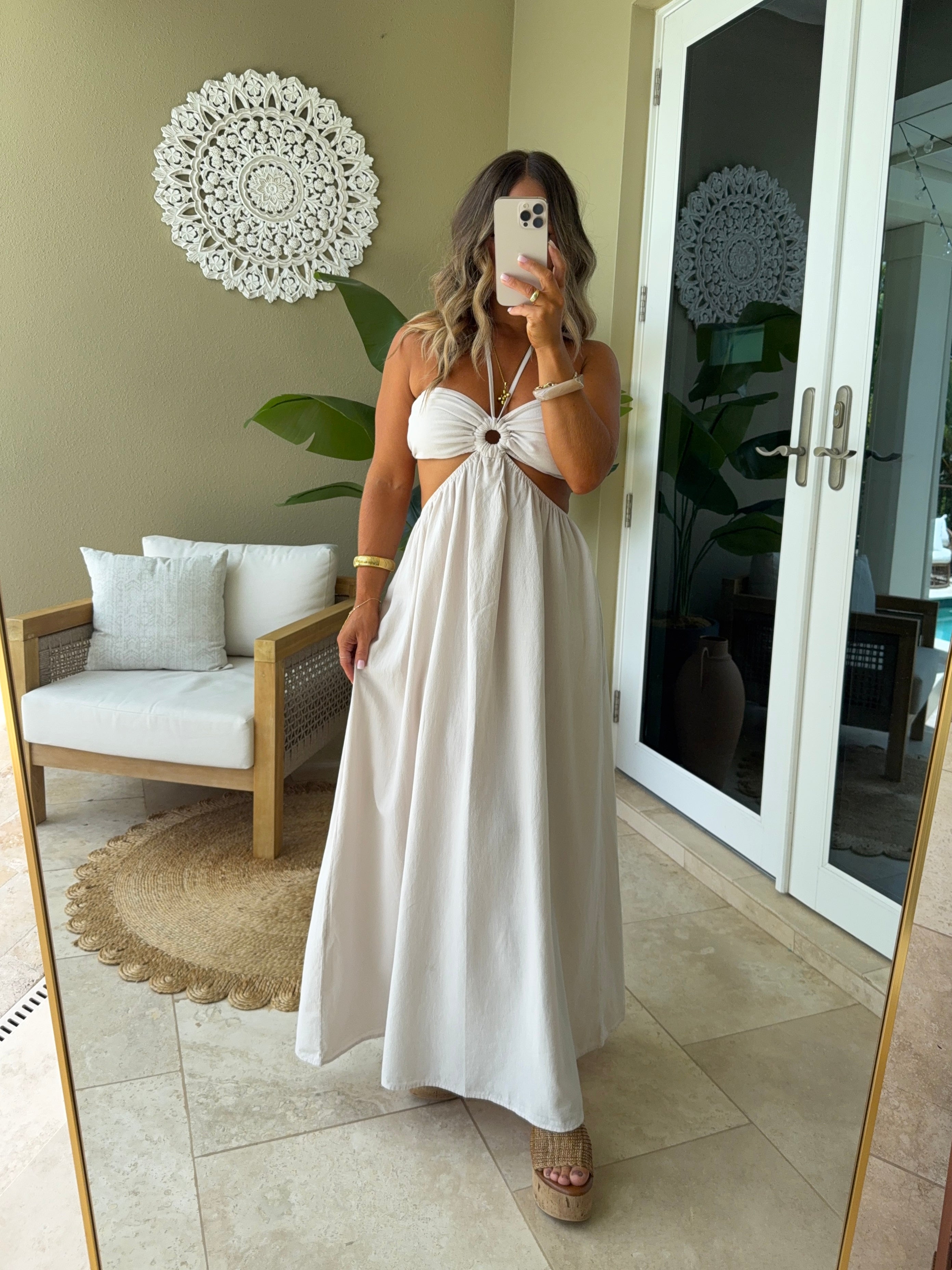 Sweet Escape Halter Maxi Dress Beige