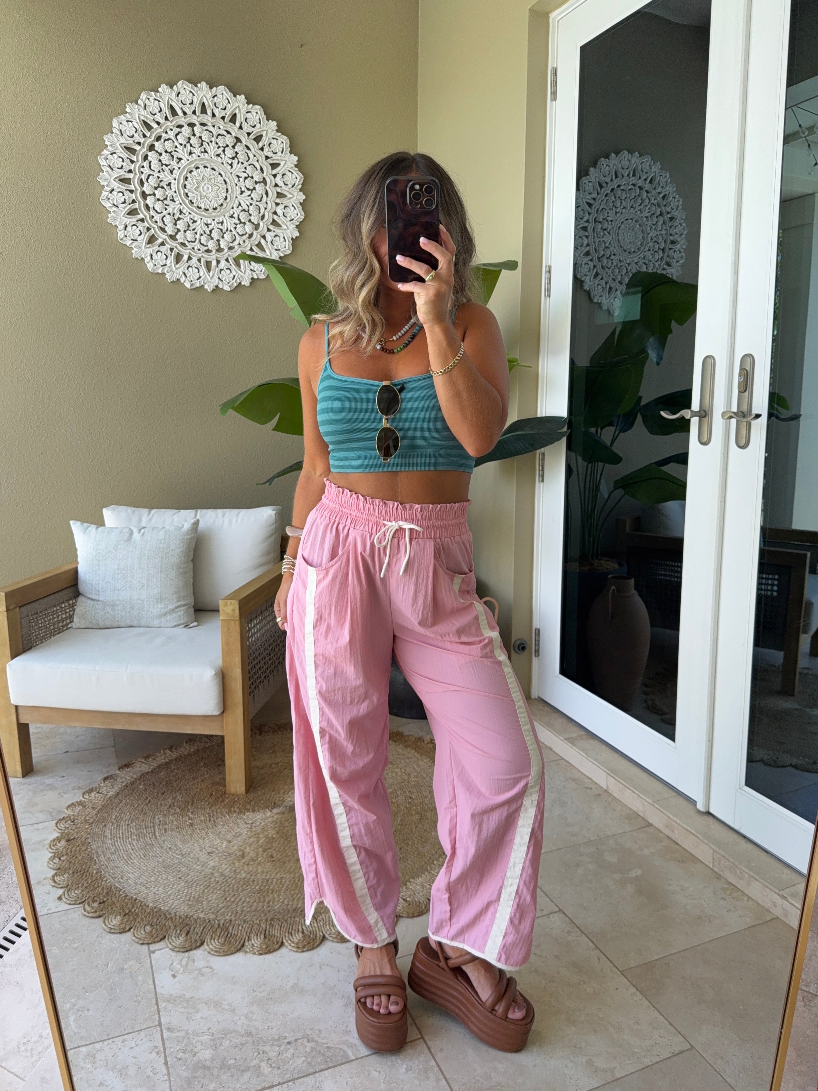 Jet Set Parachute Pants Cream/Pink