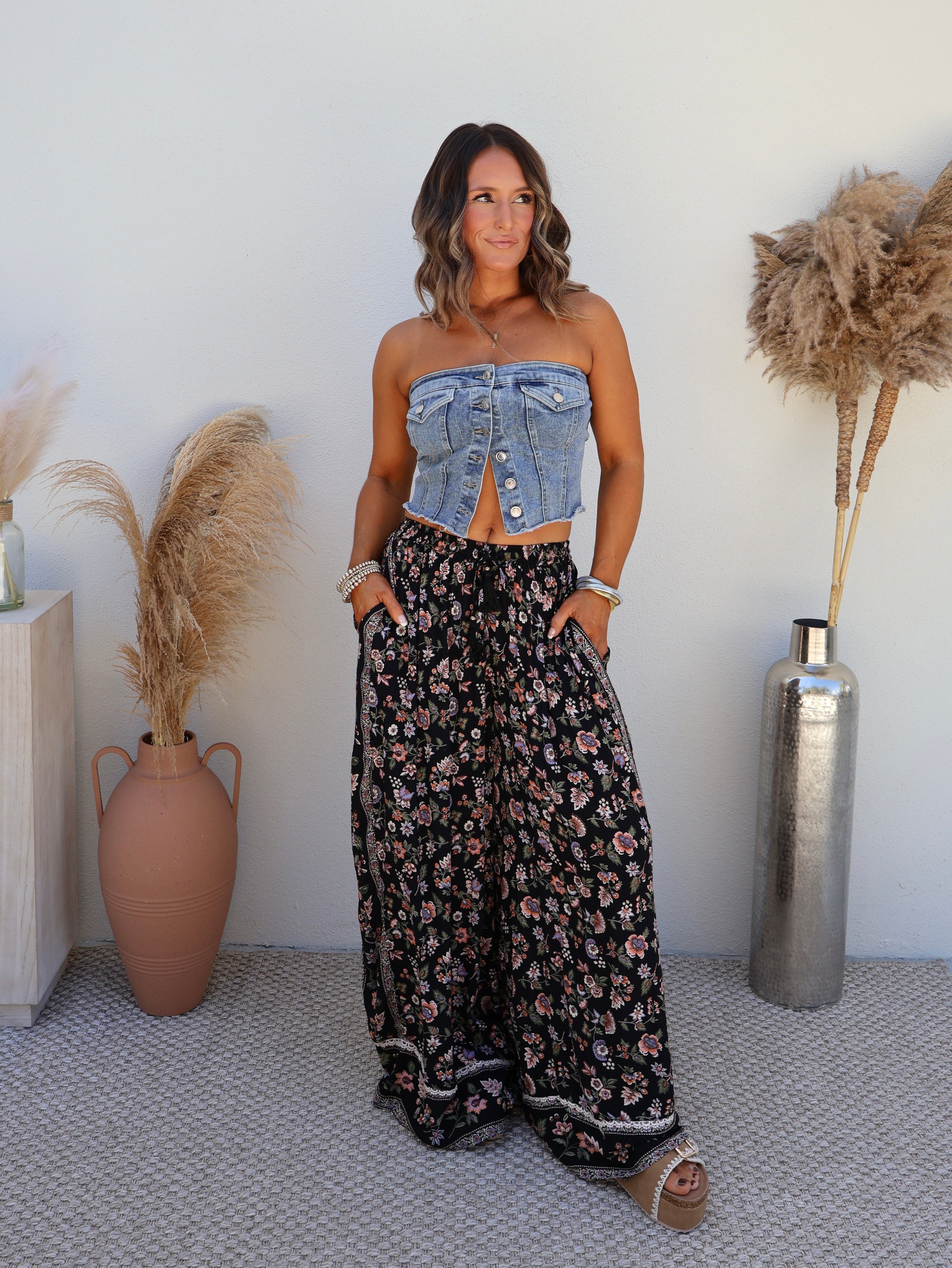 Throughout Time Boho Pants Black