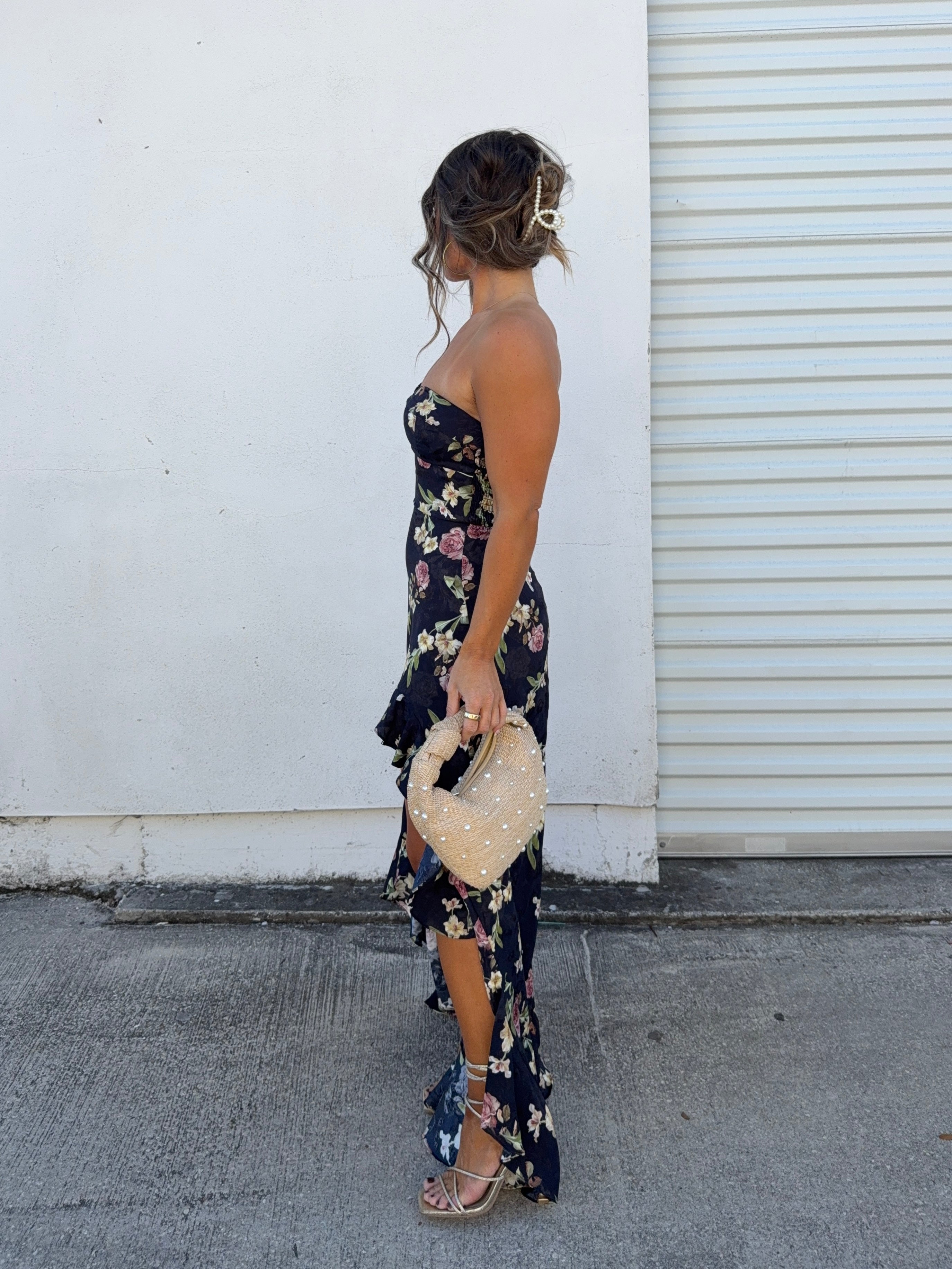 Delicate Timing Floral Maxi Dress Navy