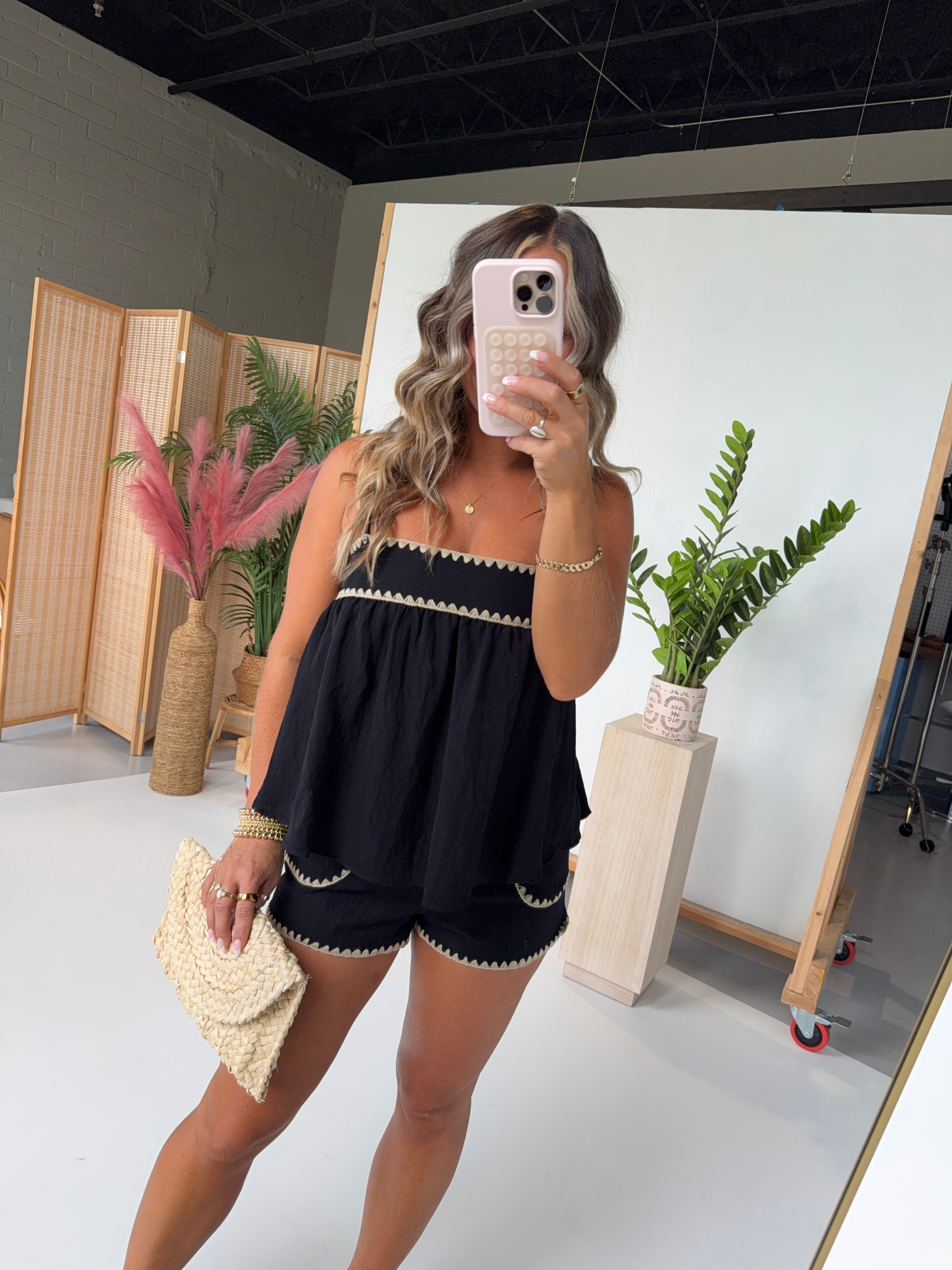 Safari Glam Knit Shorts Set Black