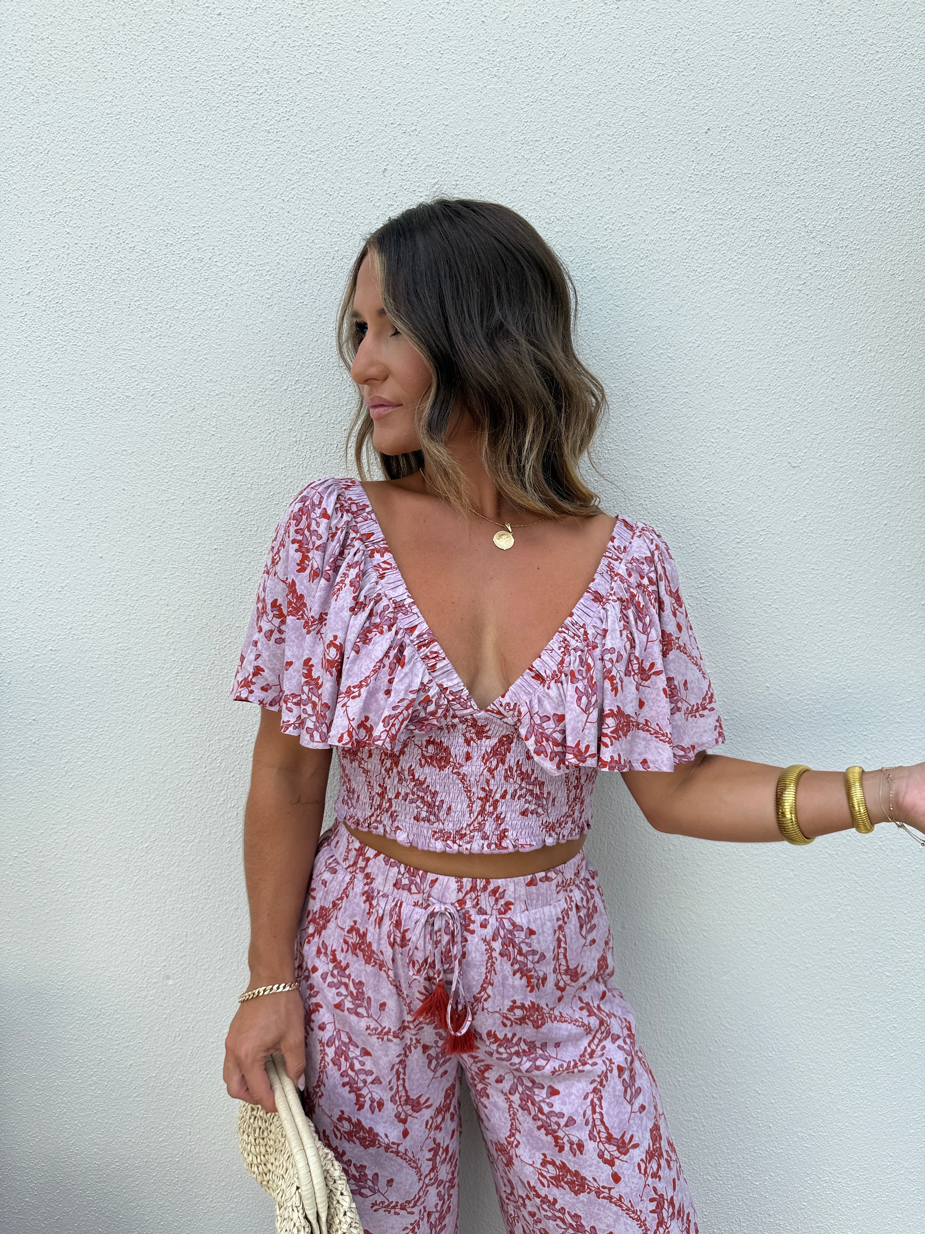 Soul Ties Flutter Top Pink Multi