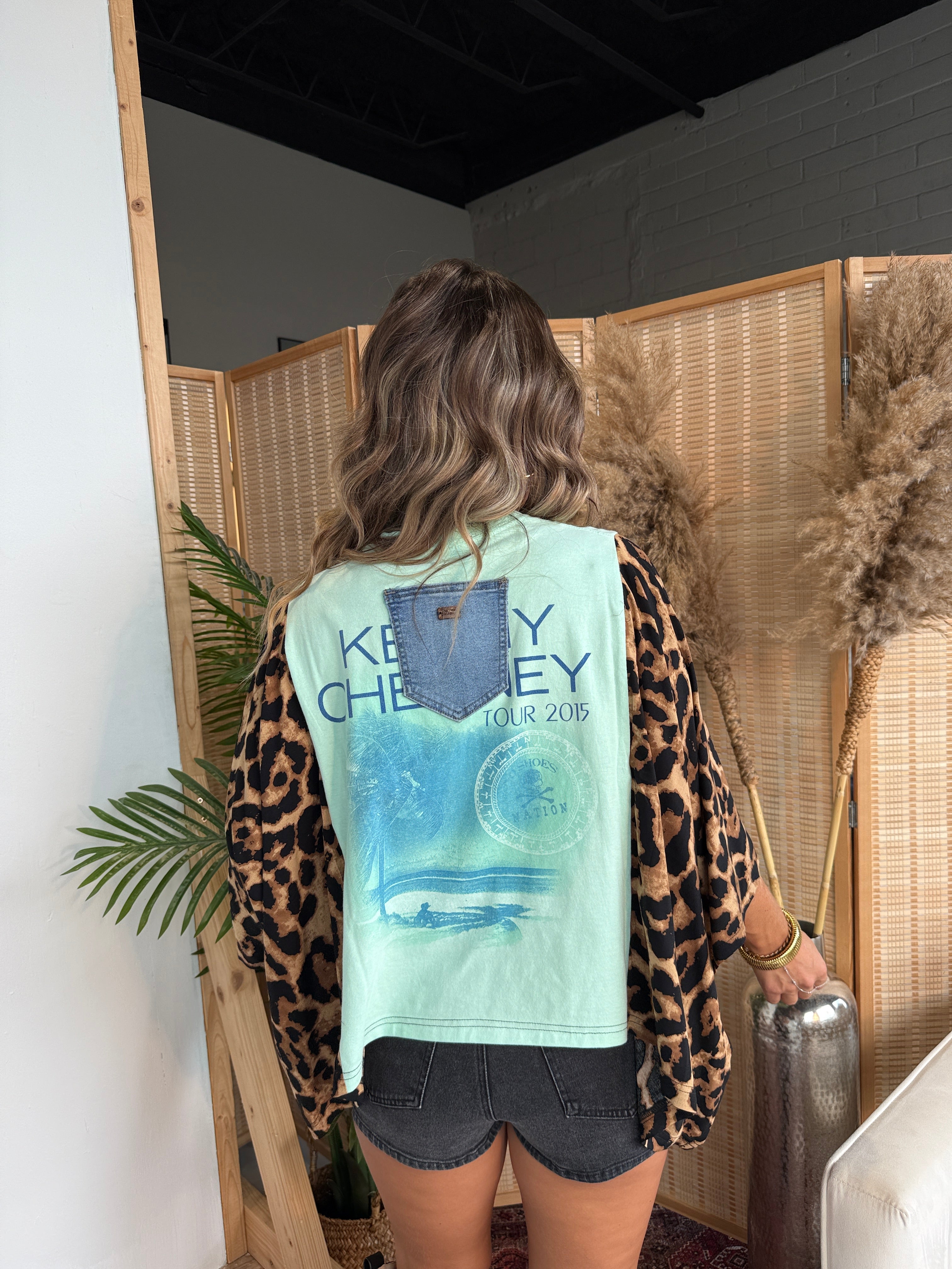 Kenny Chesney Mix & Match Tee Teal Cheetah