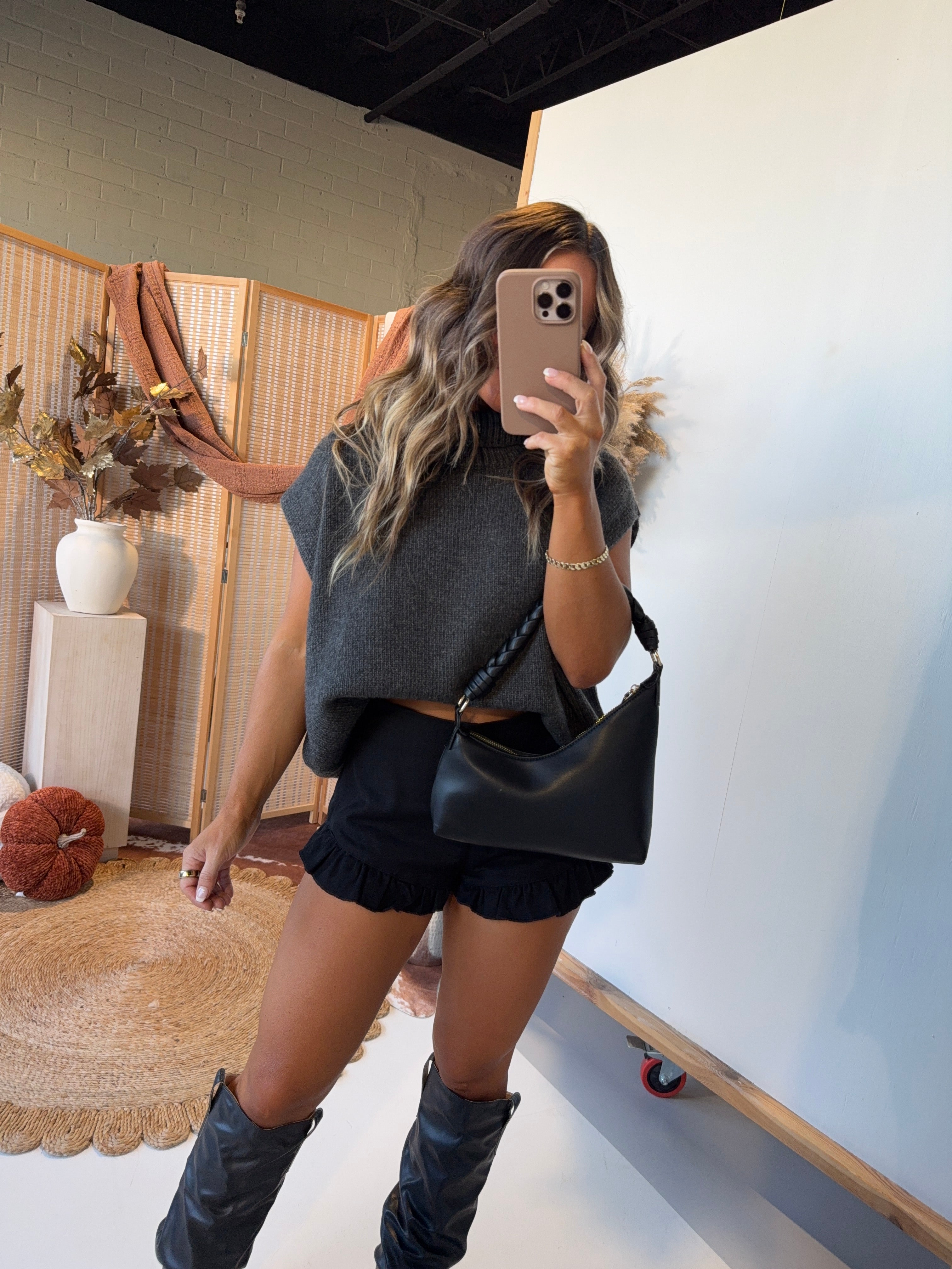 Thankful Threads Sweater Top Charcoal