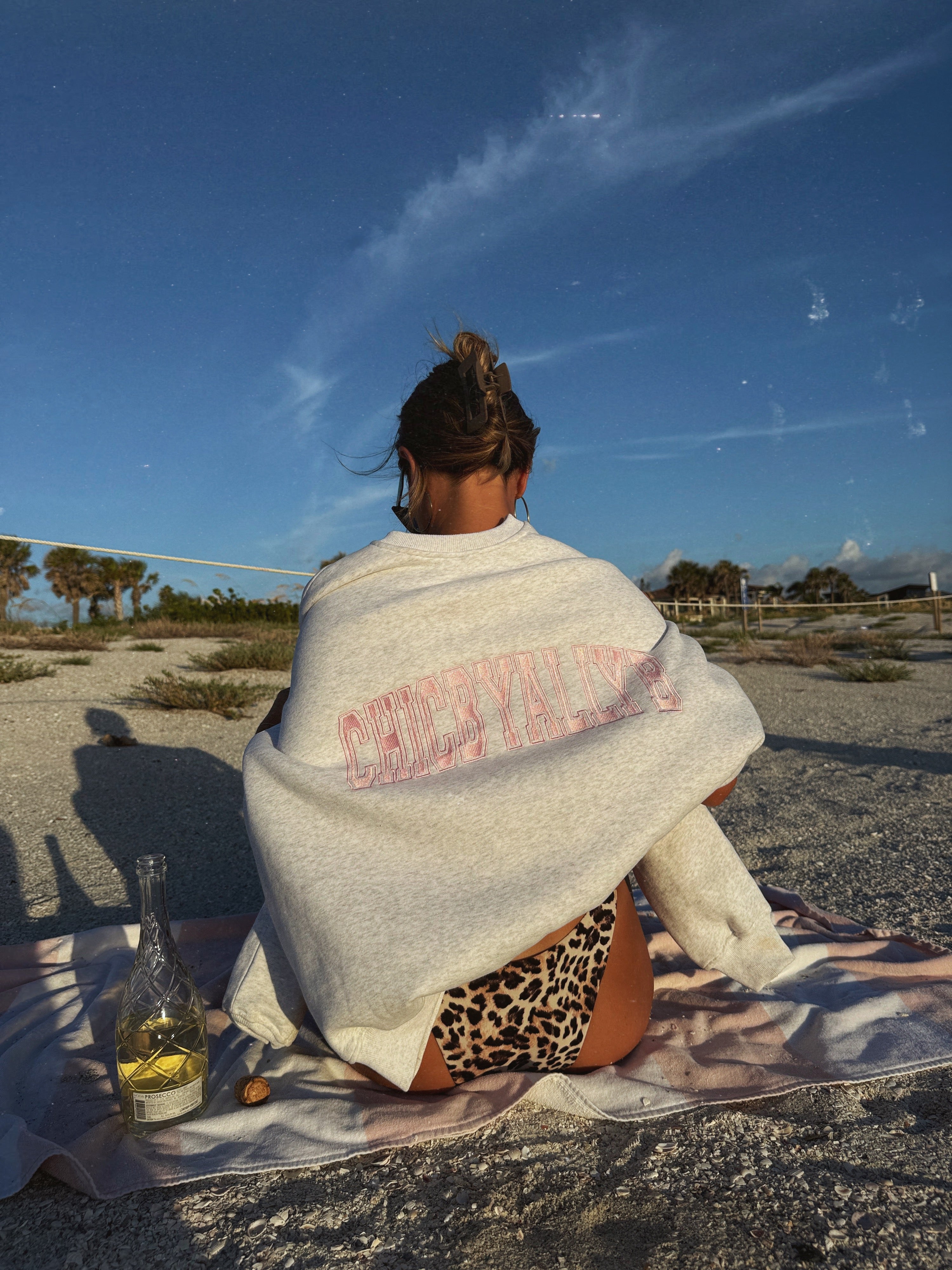 Chic by Ally B Varsity Crewneck Grey Pink