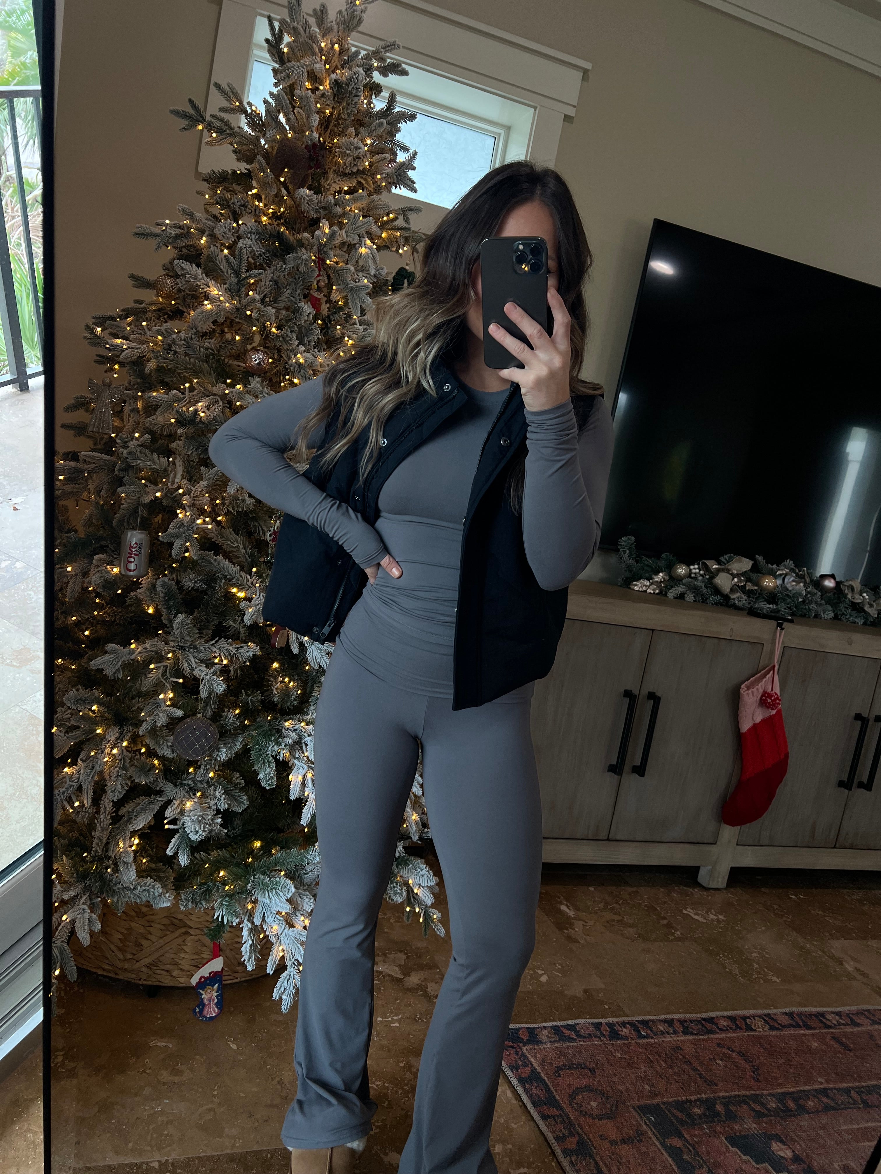 Early 2000's Fitted Long Sleeve Top Charcoal