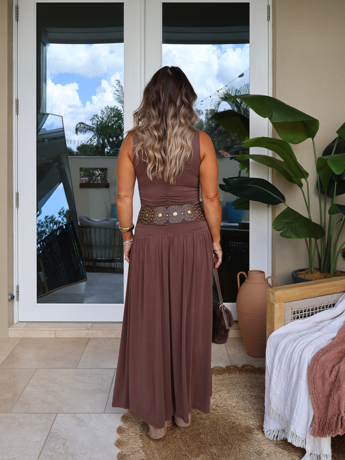 Amber Woods Maxi Dress Brown