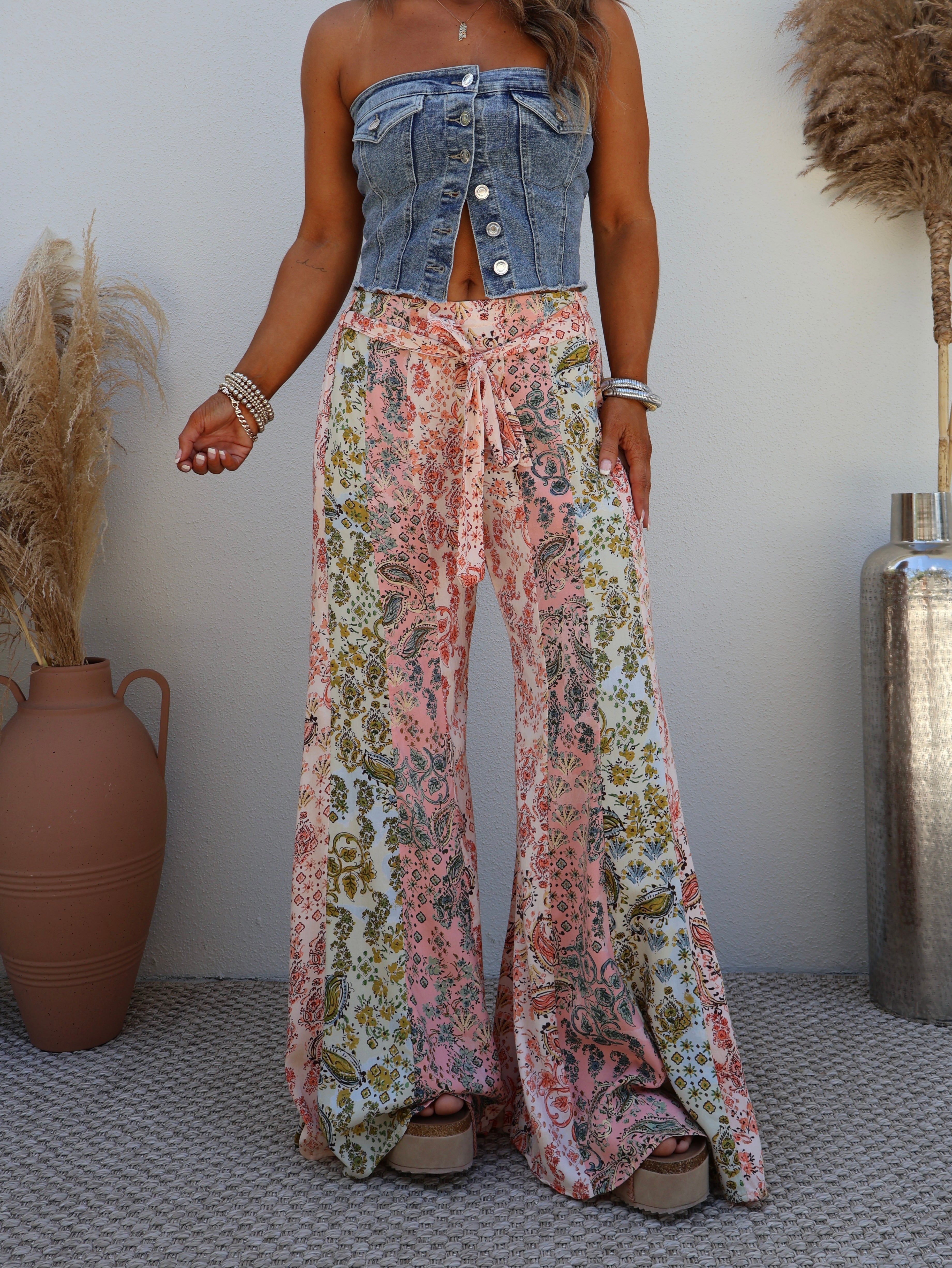 Floral Fields Boho Pants Ivory Multi