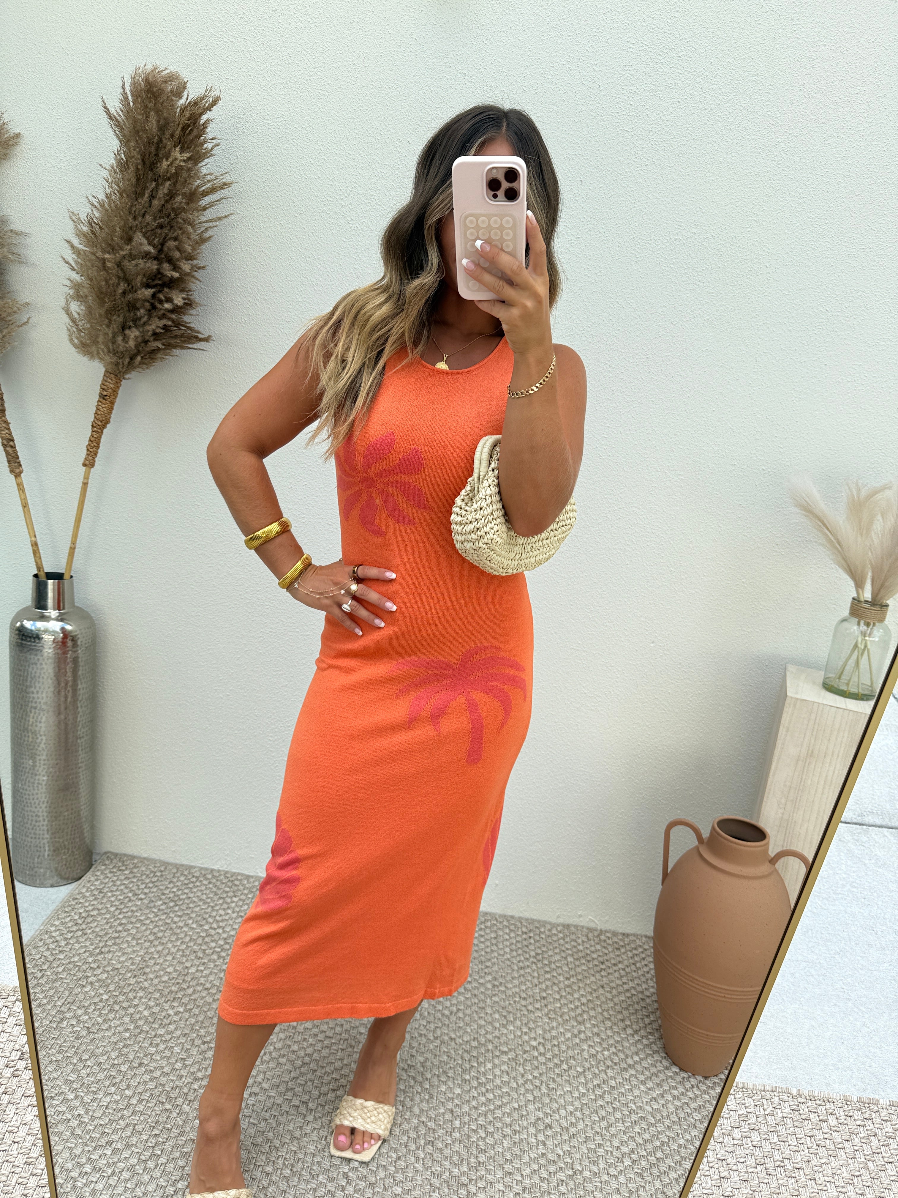 Tropical Sorbet Knit Midi Dress