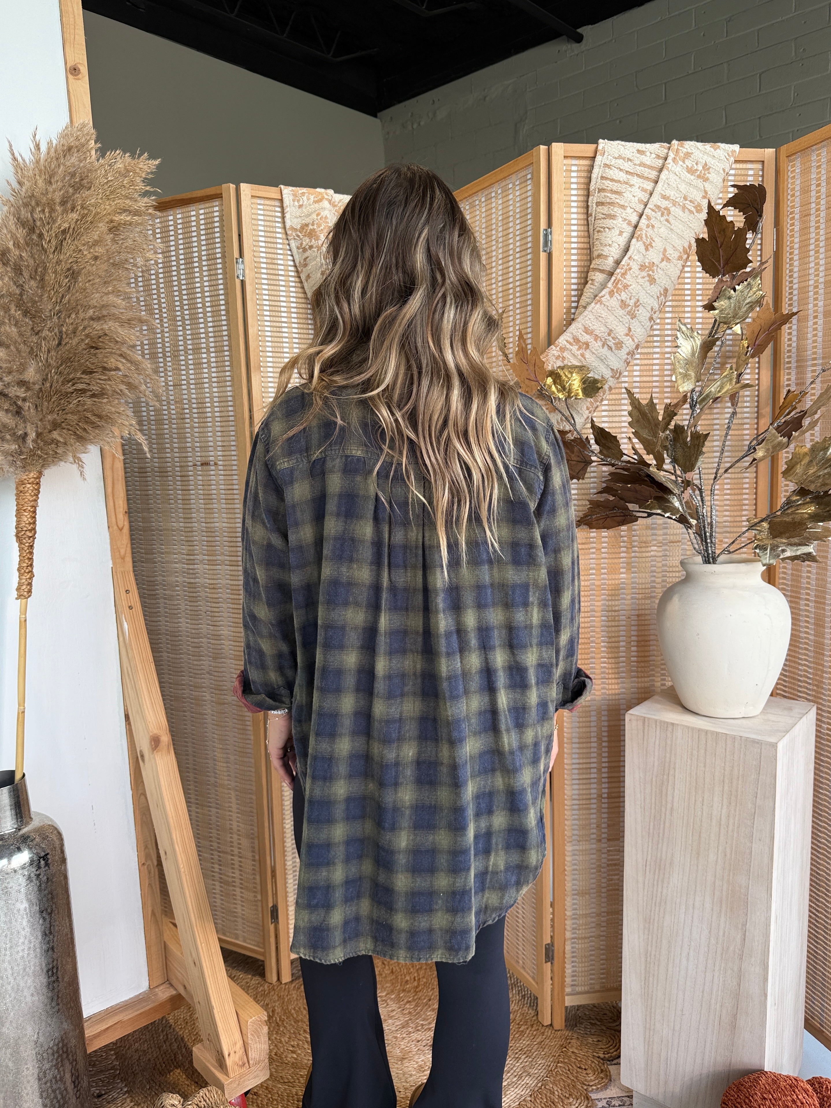 Caramel Apple Plaid Button Down Green