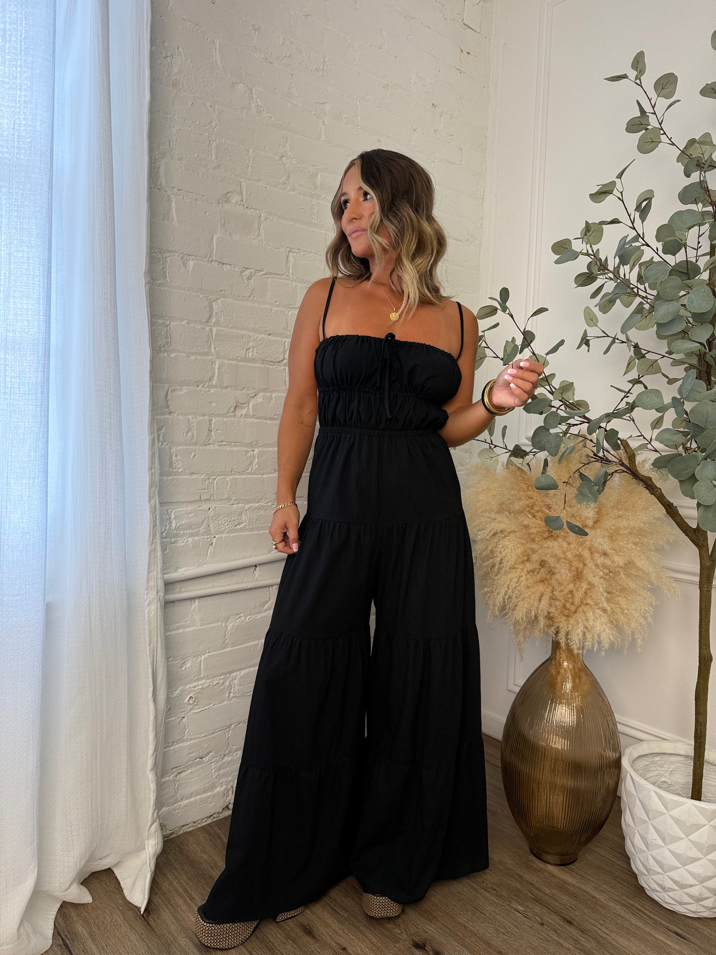 Star Gazing Woven Jumpsuit Black