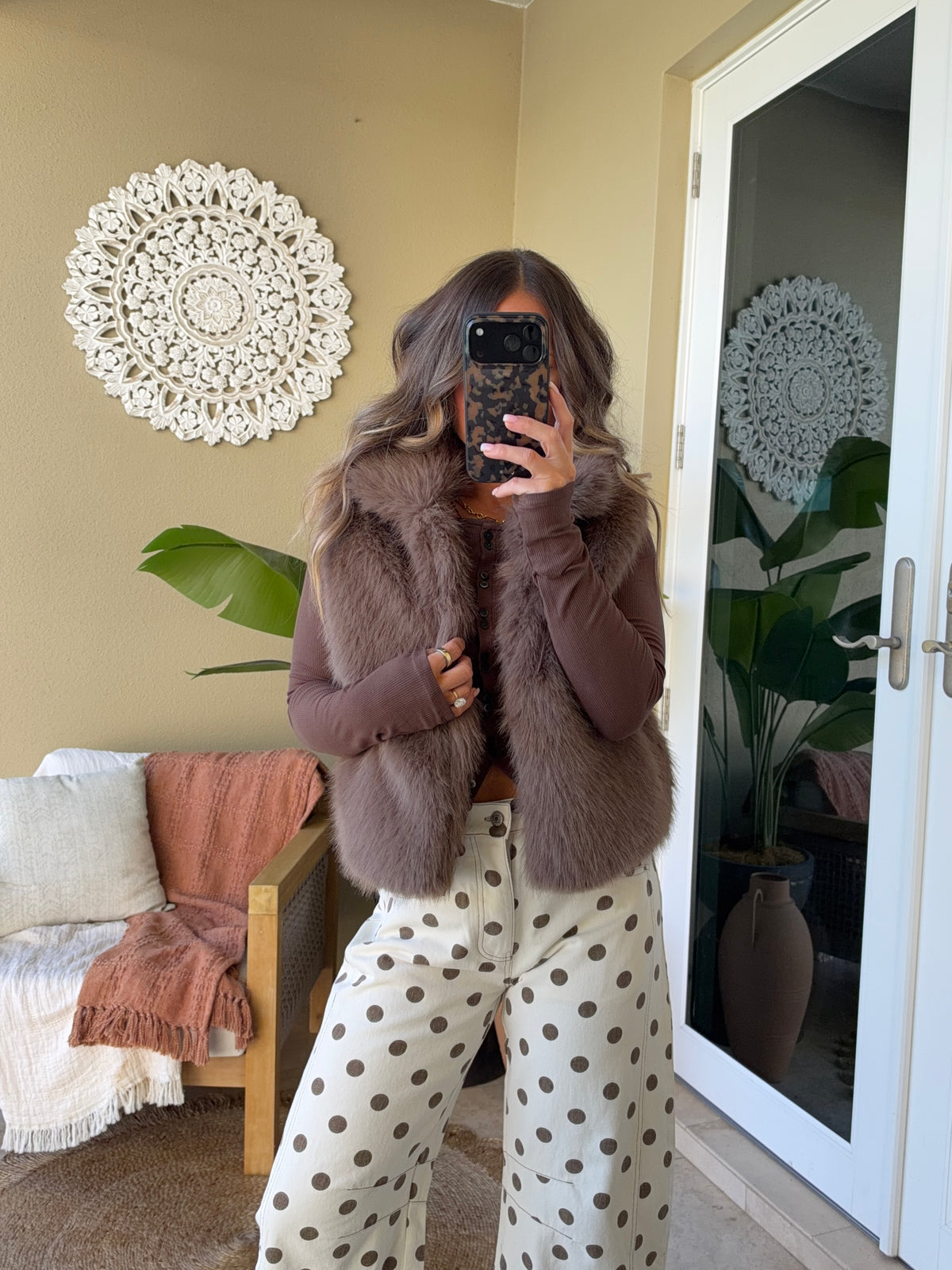 Summit Fur Vest Taupe