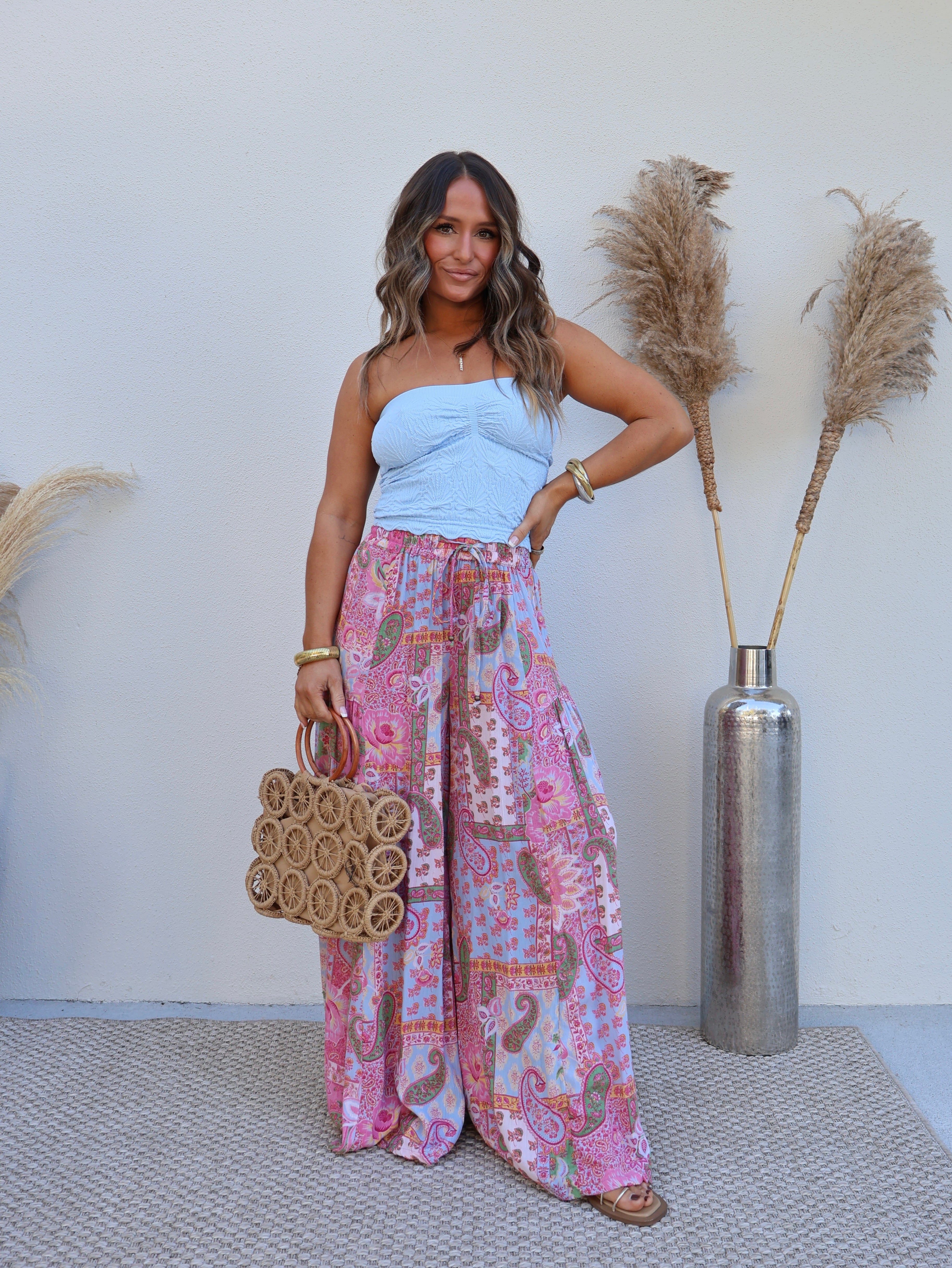 Forever Eyes Boho Pants Fuchsia