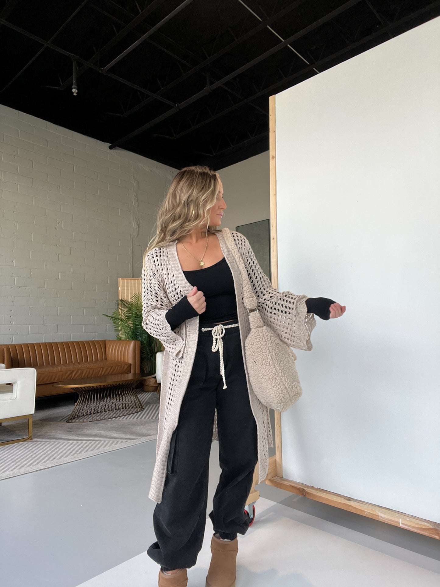Pippa Crochet Cardigan Almond