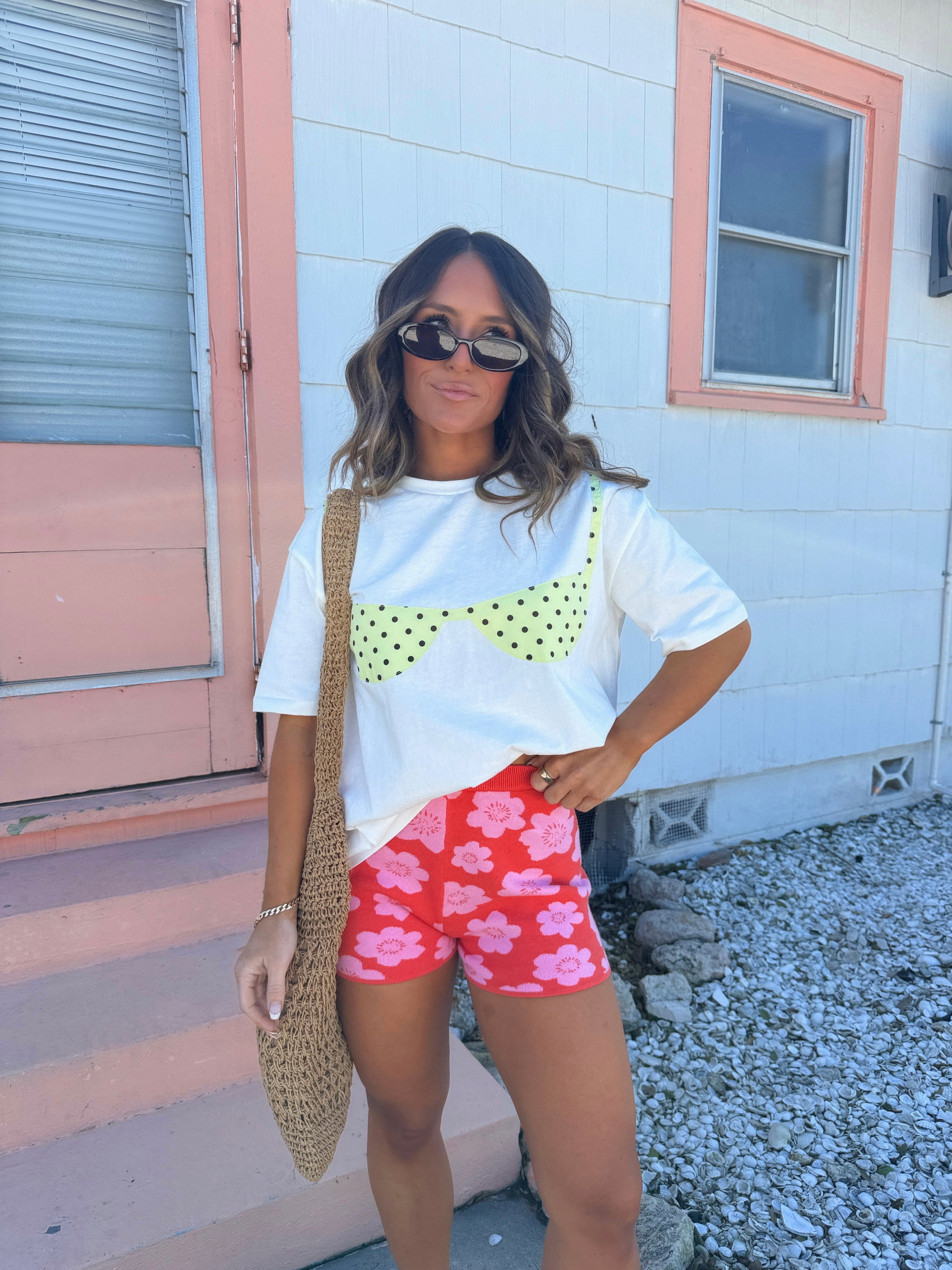 Beachin It Knit Shorts Orange/Pink