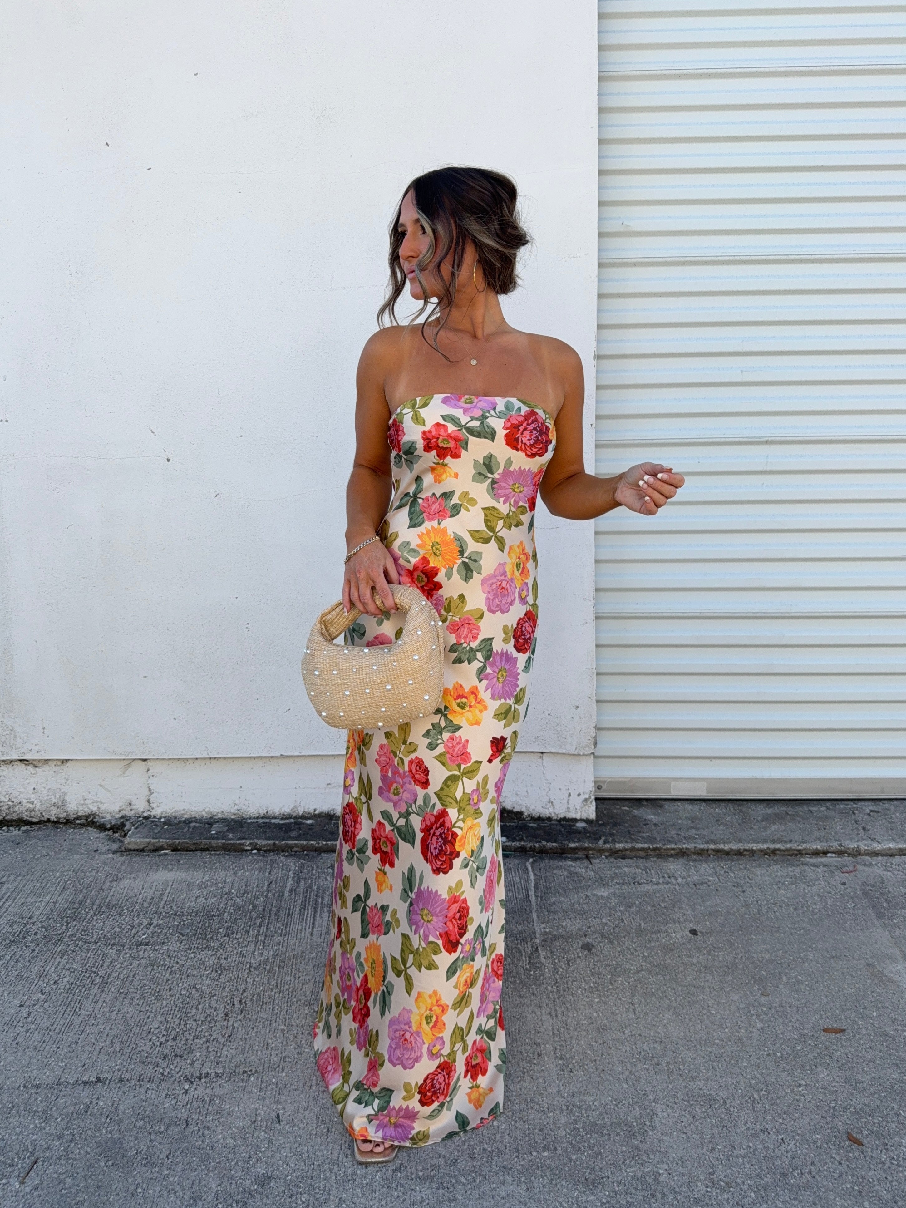 Hot Summer Nights Satin Maxi Dress Multi