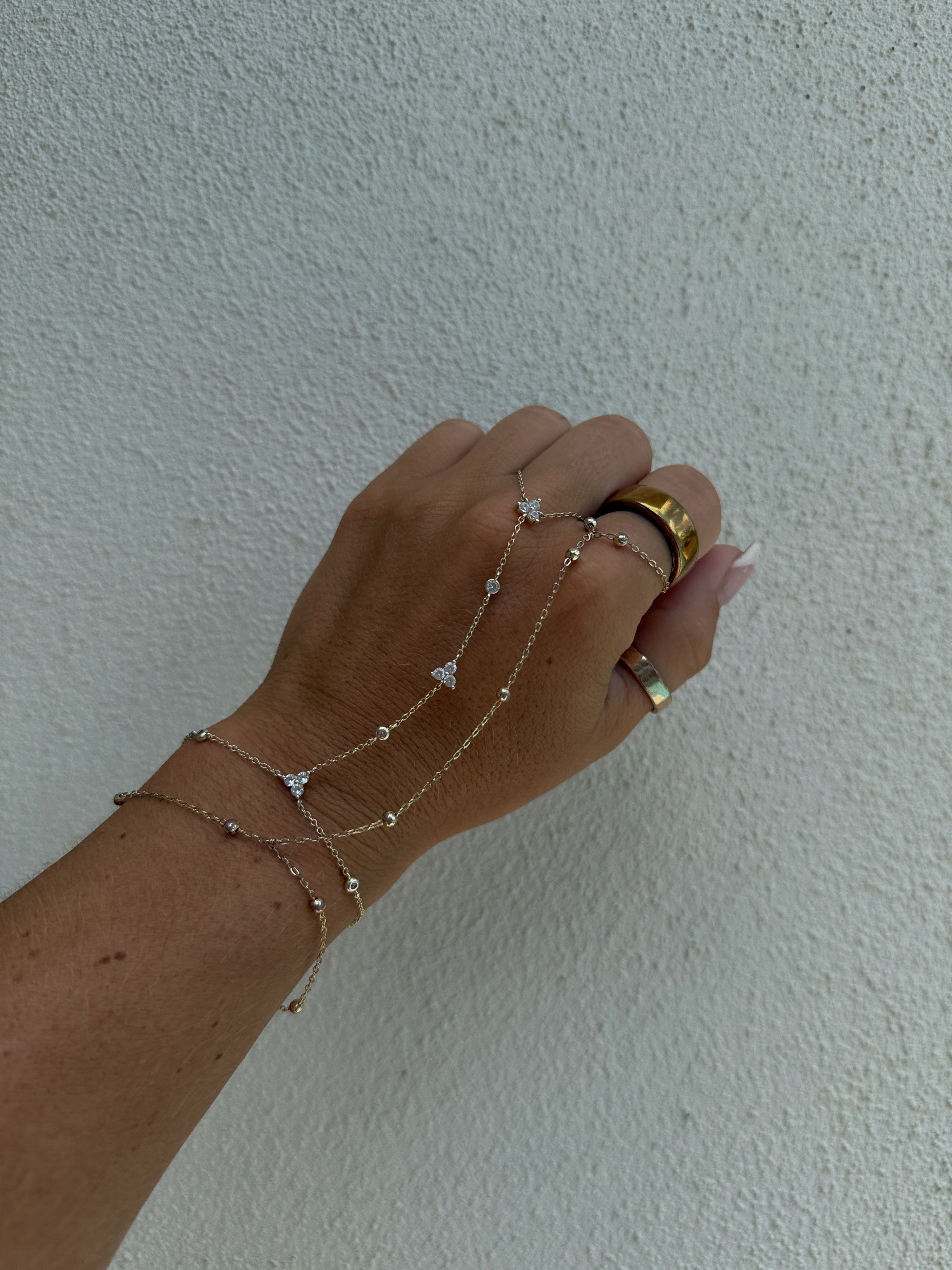 Cora Gold Pearl Hand Chain Bracelet Gold