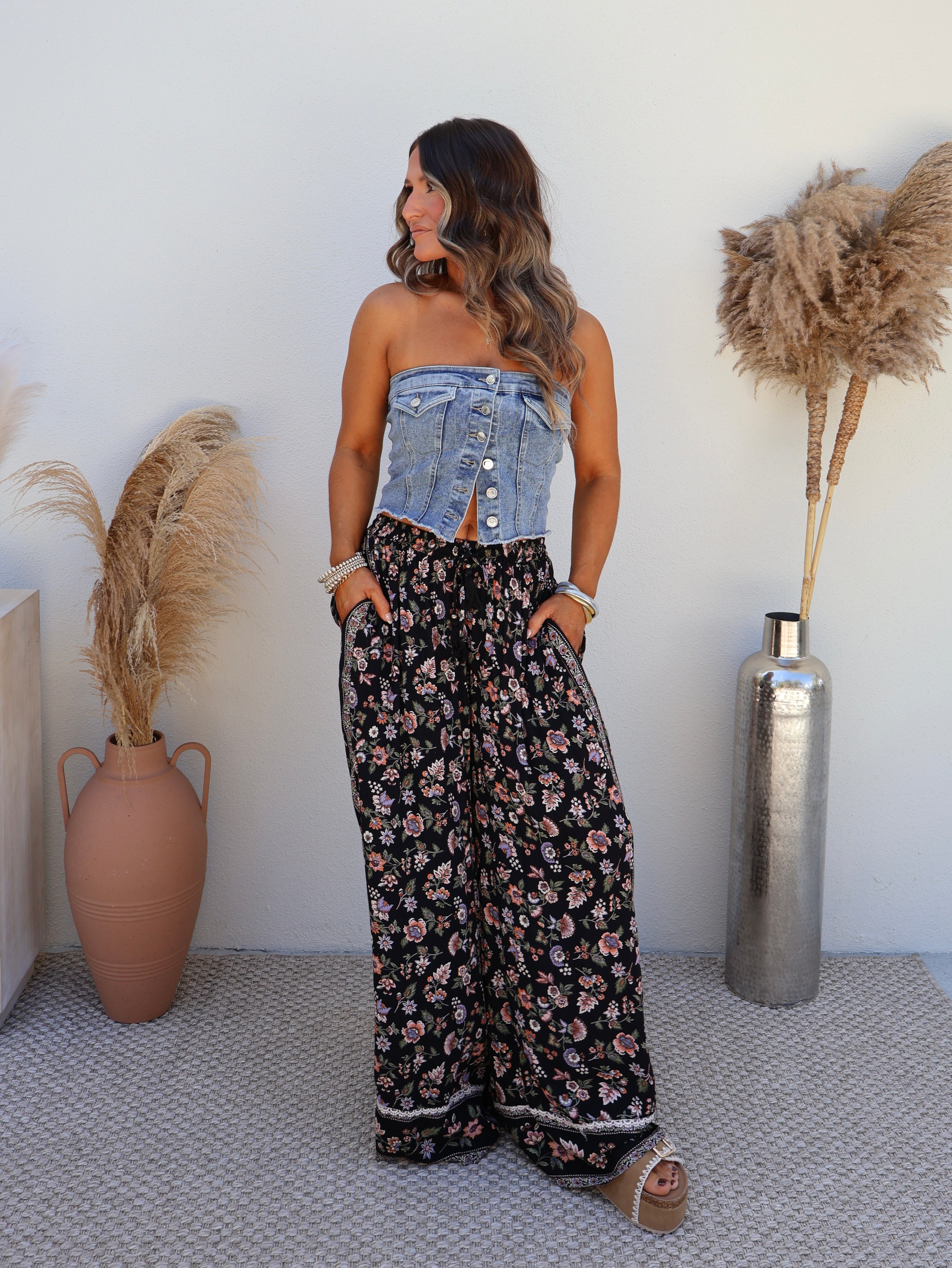 Throughout Time Boho Pants Black