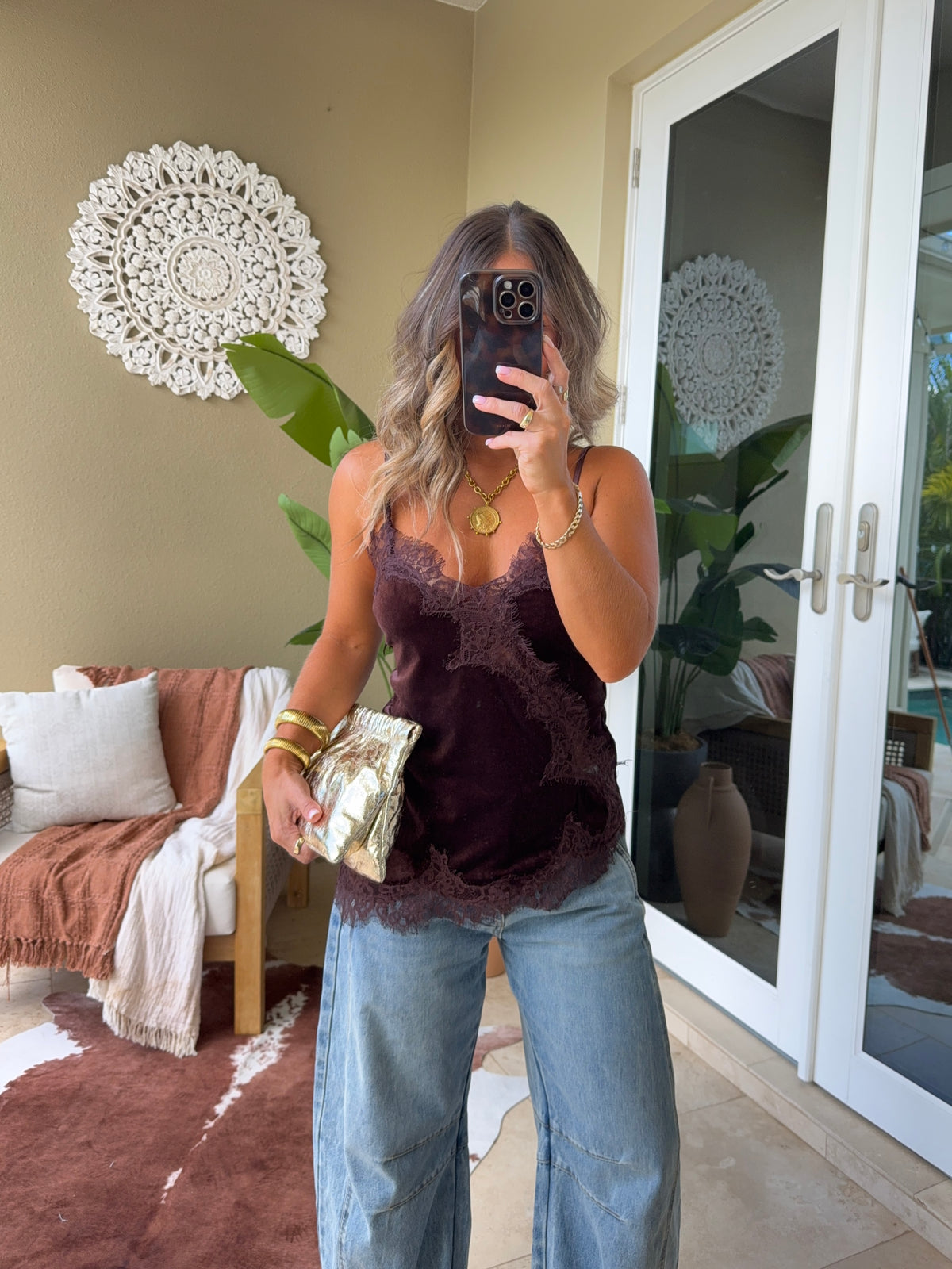 Velvet Crush Asymmetrical Tank Brown