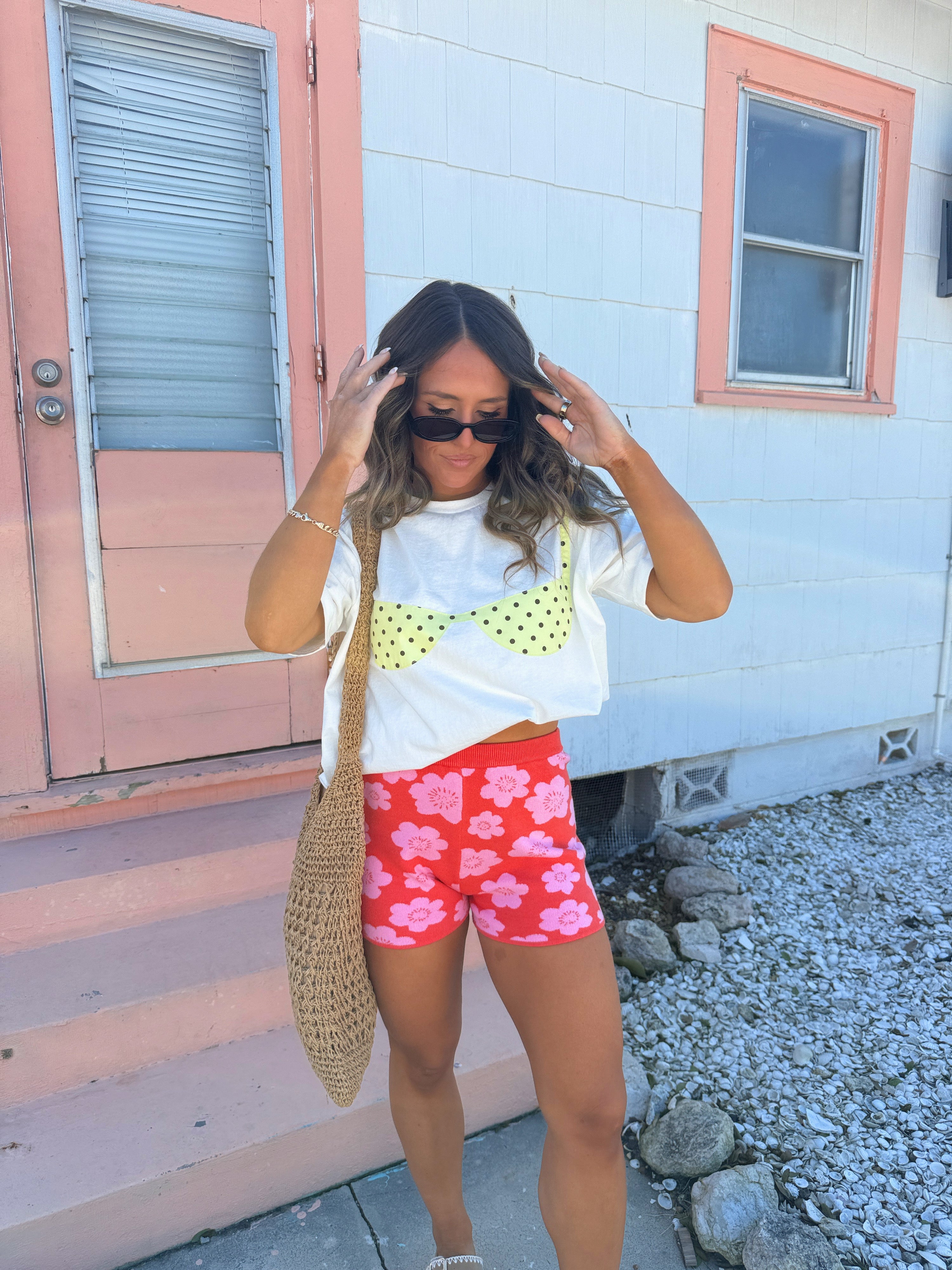 Beachin It Knit Shorts Orange/Pink
