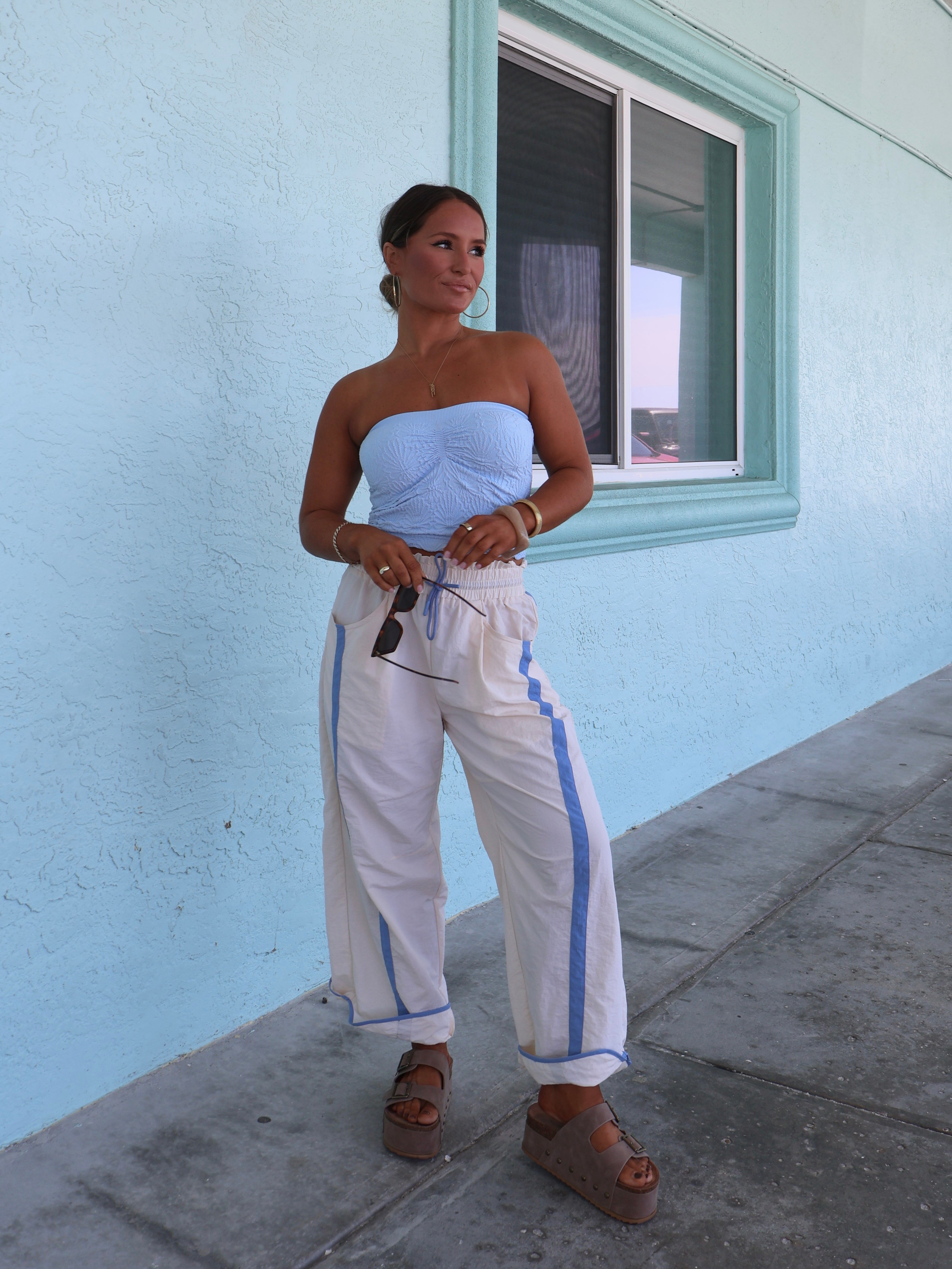 We The Free Parachute Pants Cream/Blue