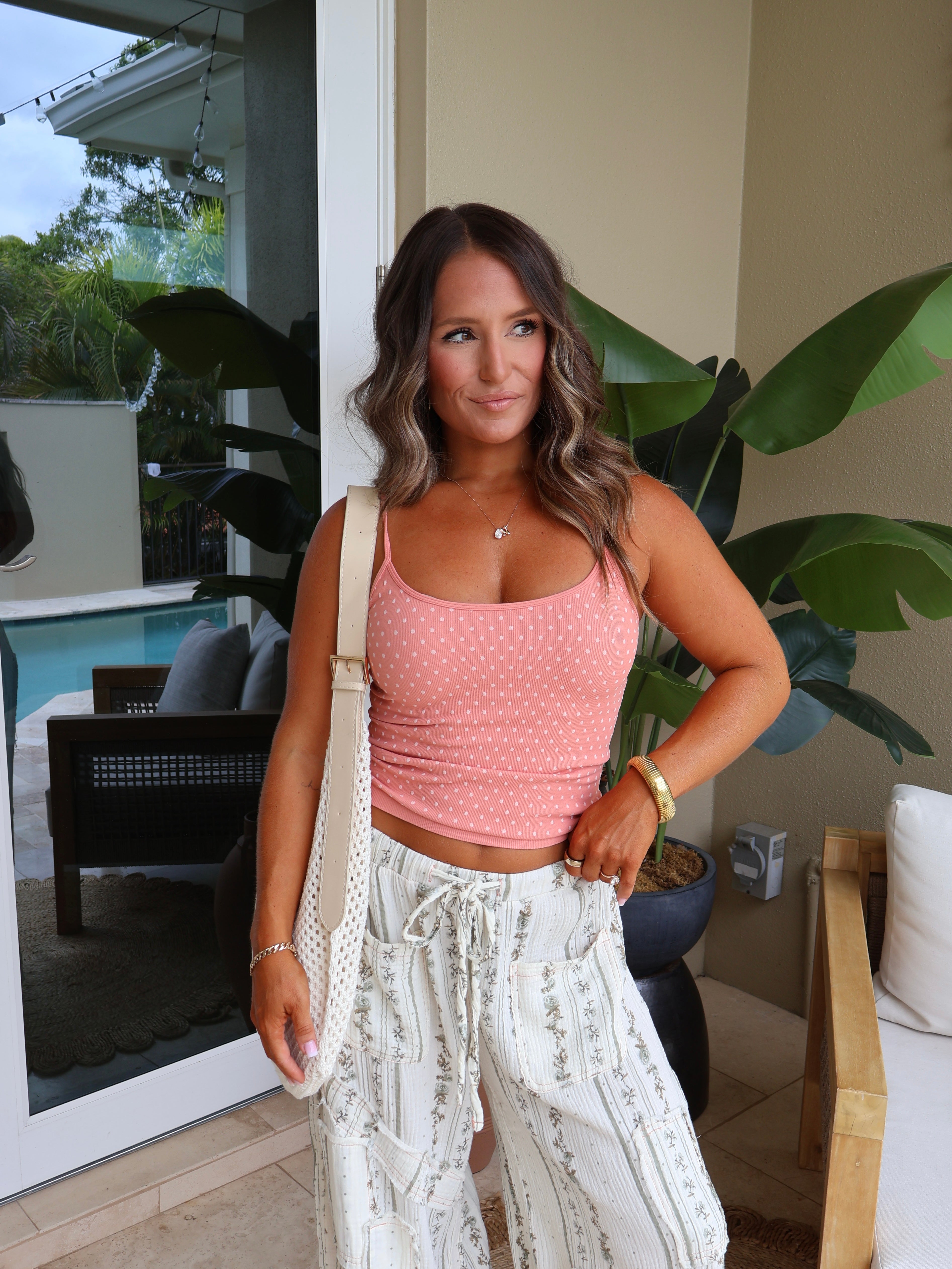 Lola Polka Dot Basic Tank Terracotta