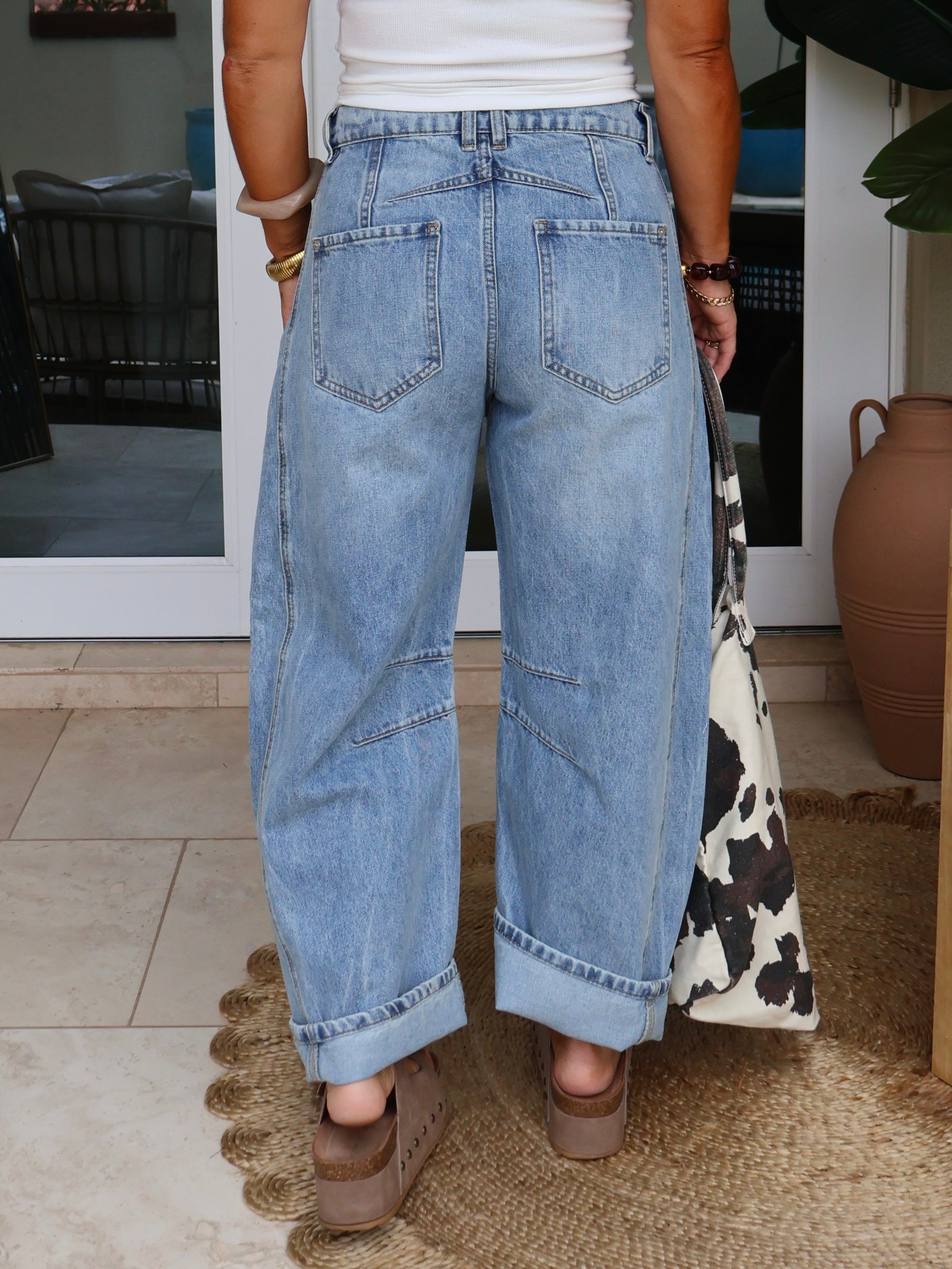 Gracie Barrel Washed Denim Jeans Light